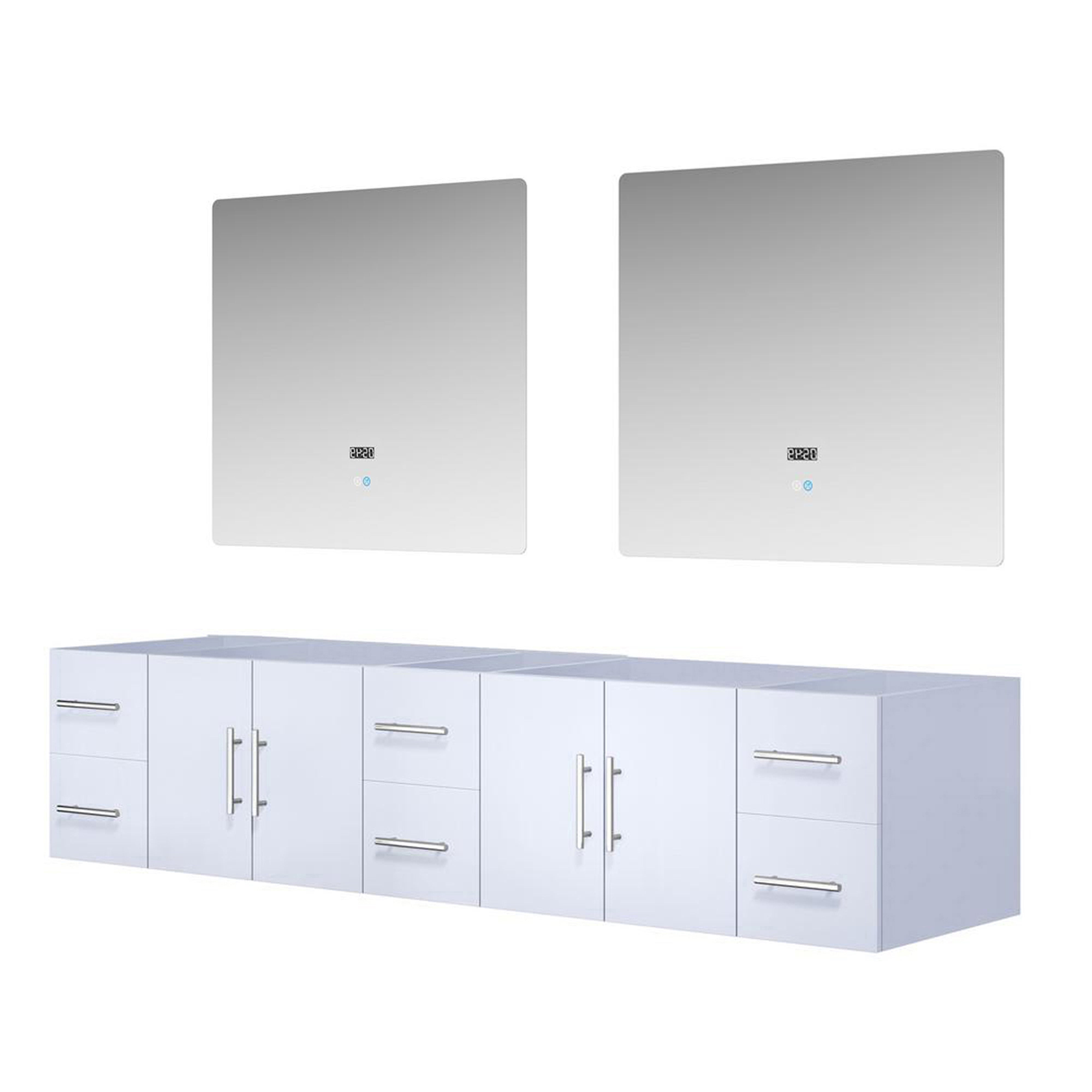 Geneva 84 in. W x 22 in. D Glossy White Double Bath Vanity