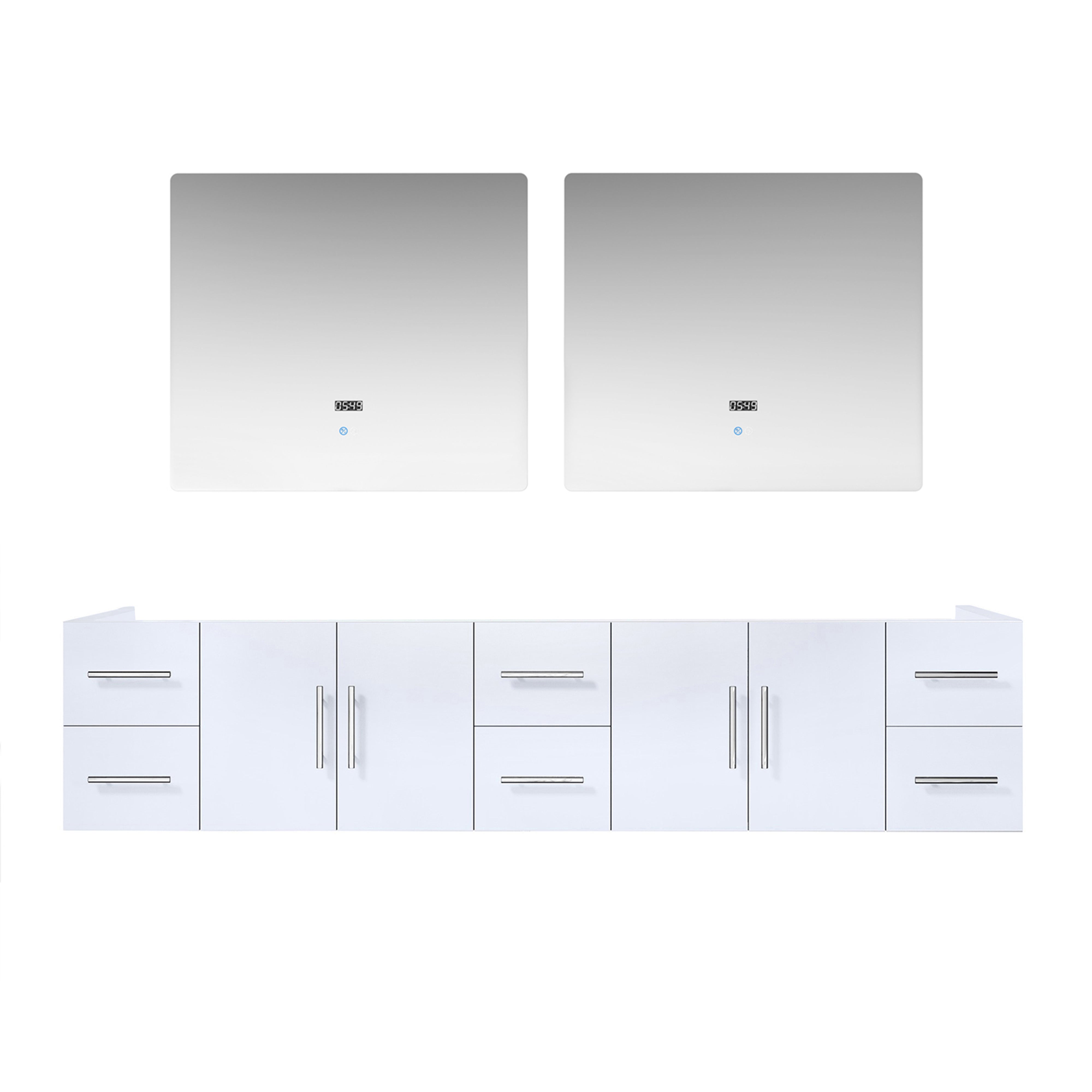 Geneva 84 in. W x 22 in. D Glossy White Double Bath Vanity