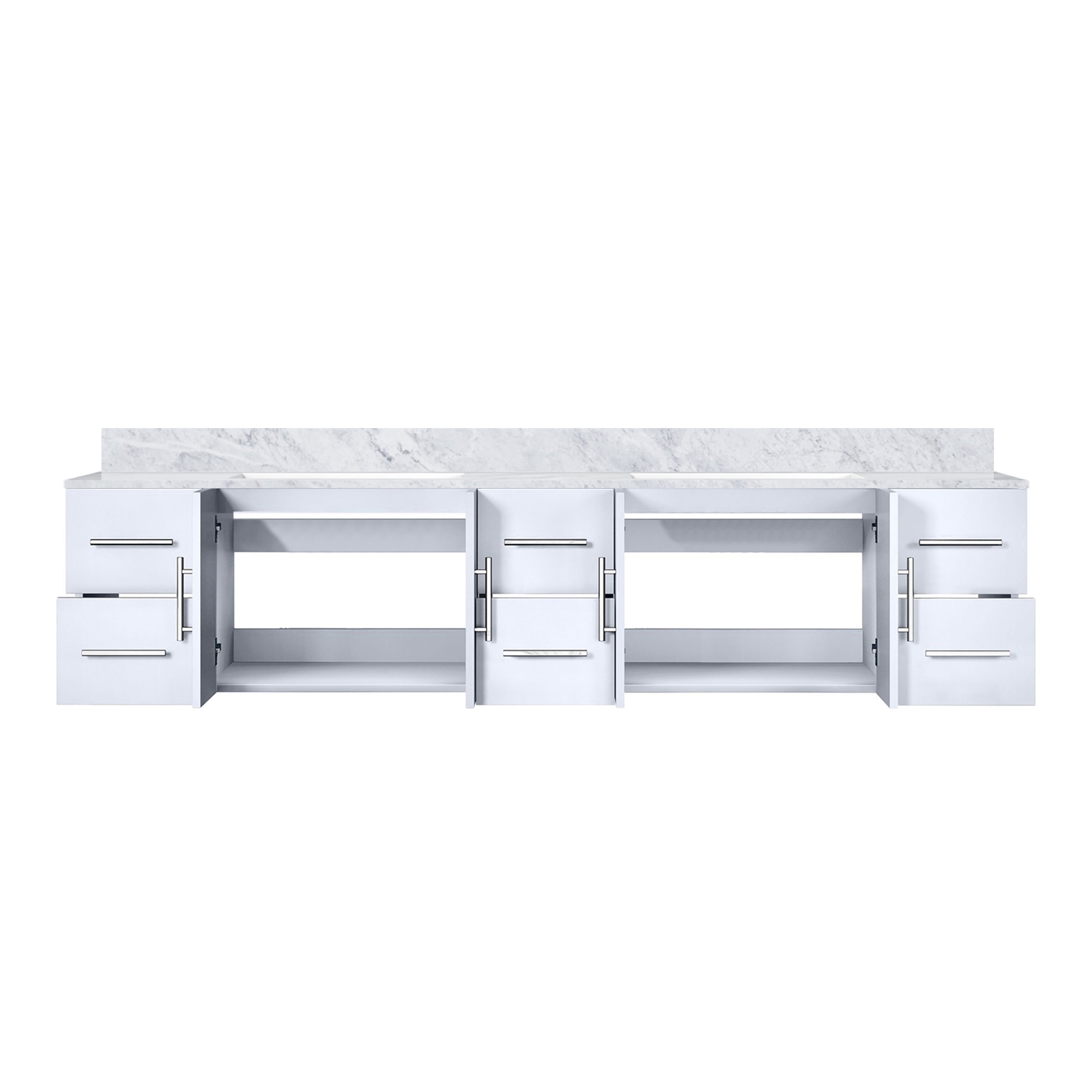 Geneva 84 in. W x 22 in. D Glossy White Double Bath Vanity