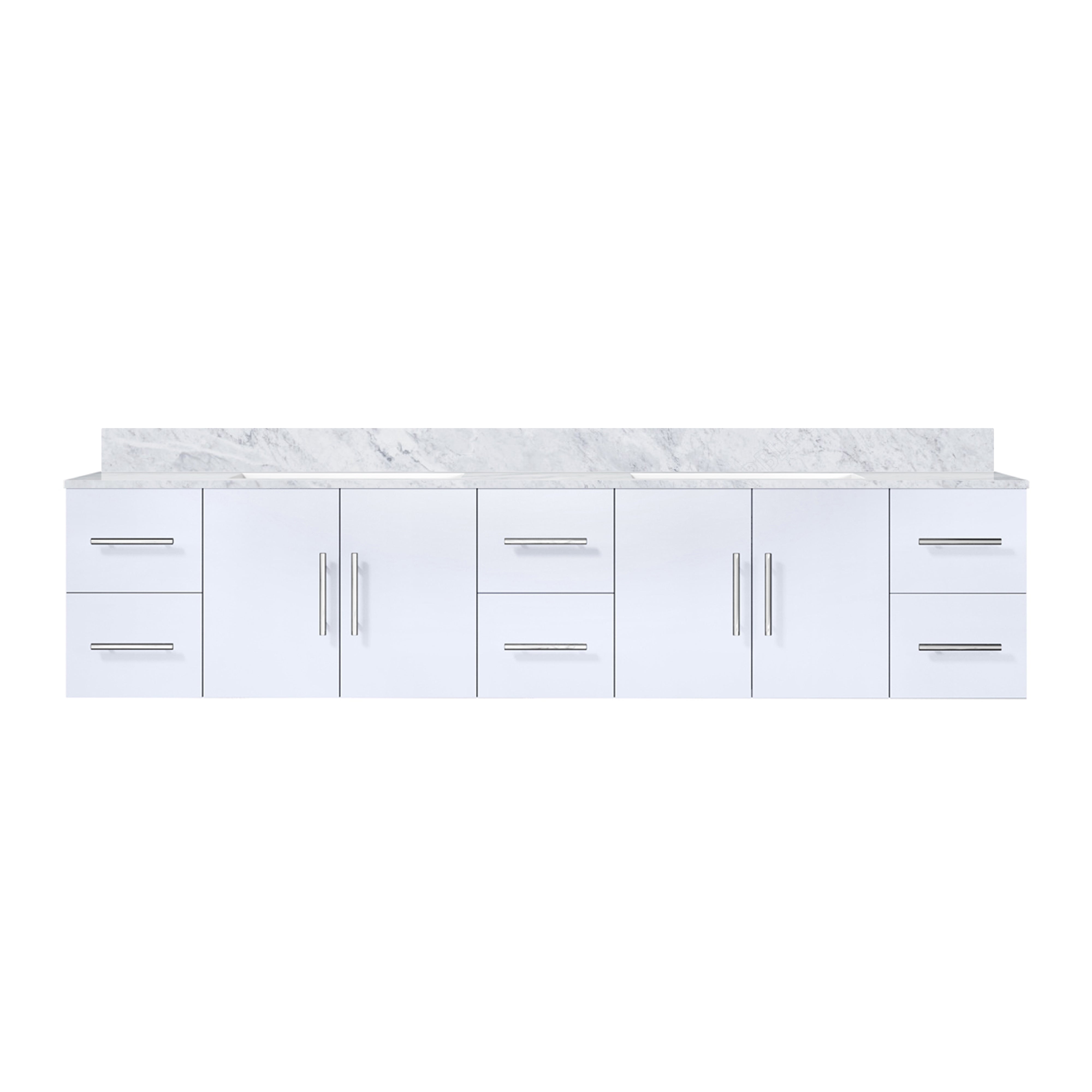 Geneva 84 in. W x 22 in. D Glossy White Double Bath Vanity