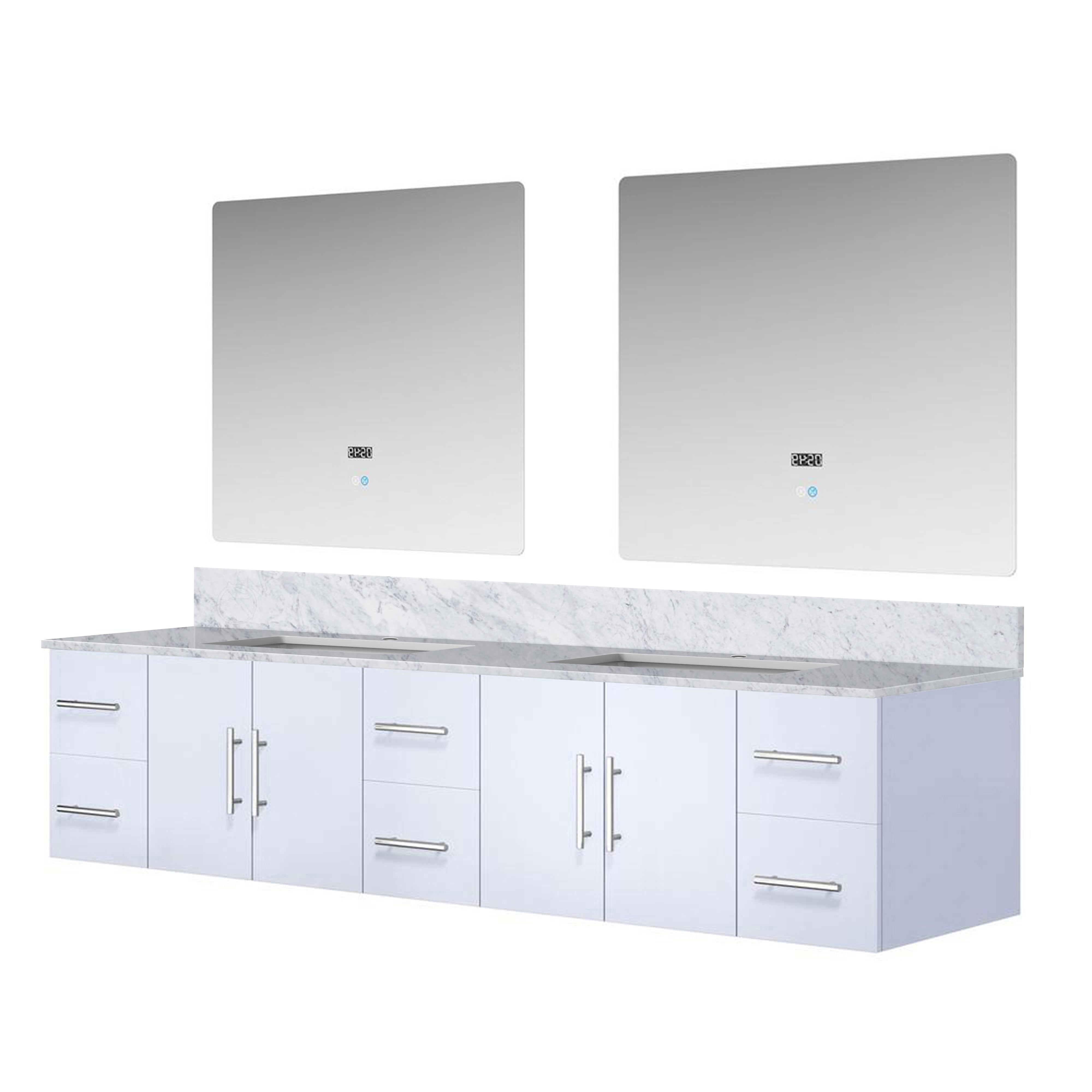 Geneva 84 in. W x 22 in. D Glossy White Double Bath Vanity