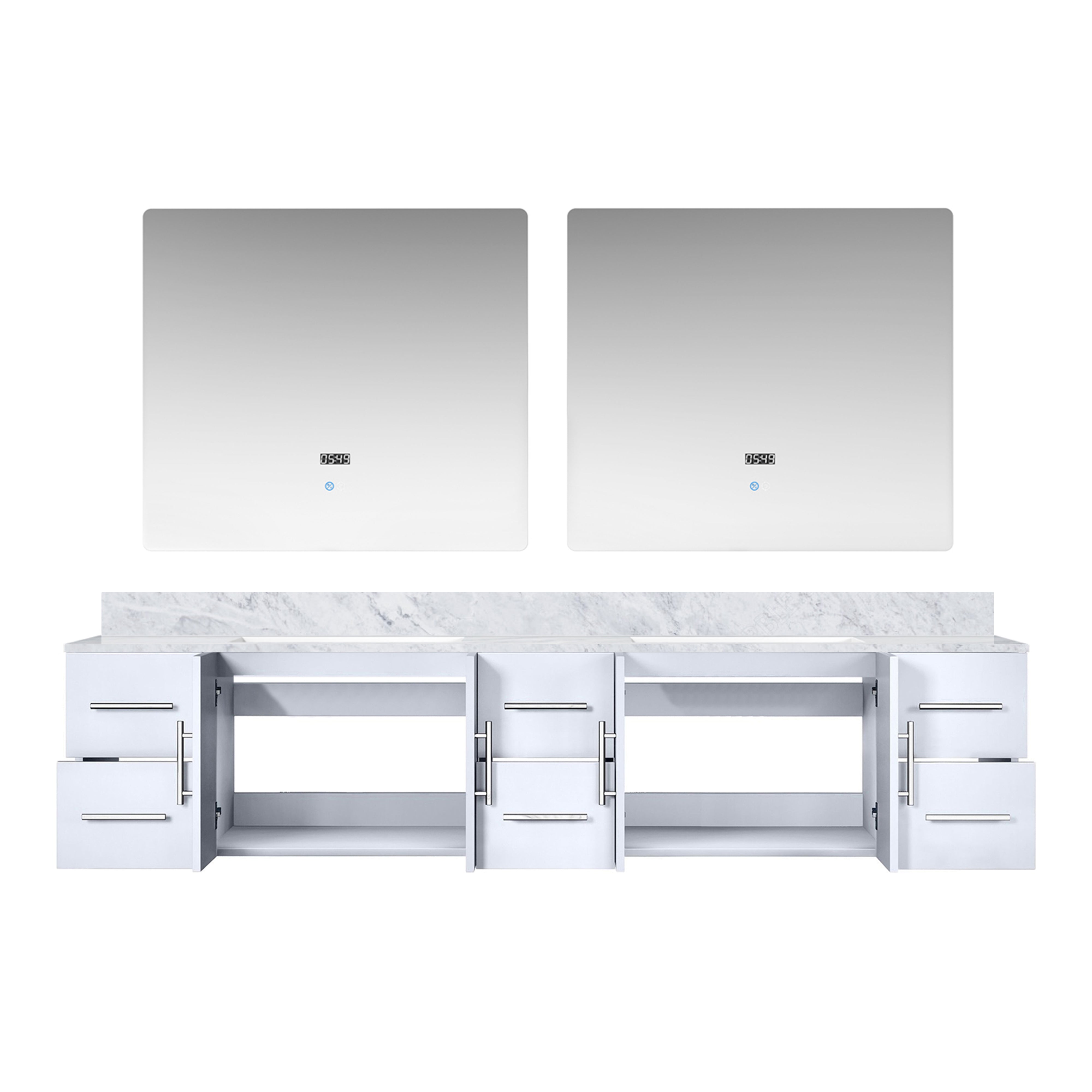 Geneva 84 in. W x 22 in. D Glossy White Double Bath Vanity