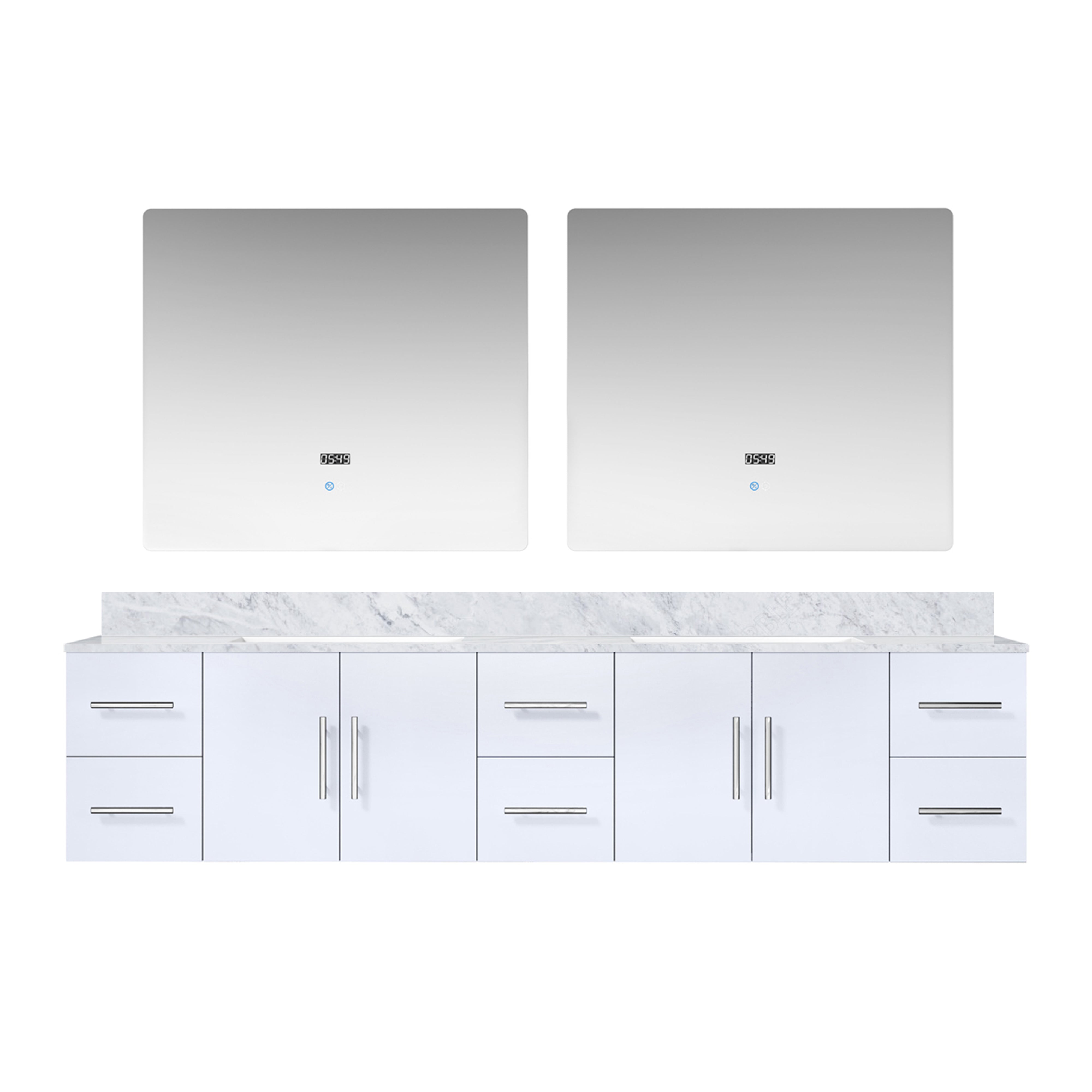 Geneva 84 in. W x 22 in. D Glossy White Double Bath Vanity
