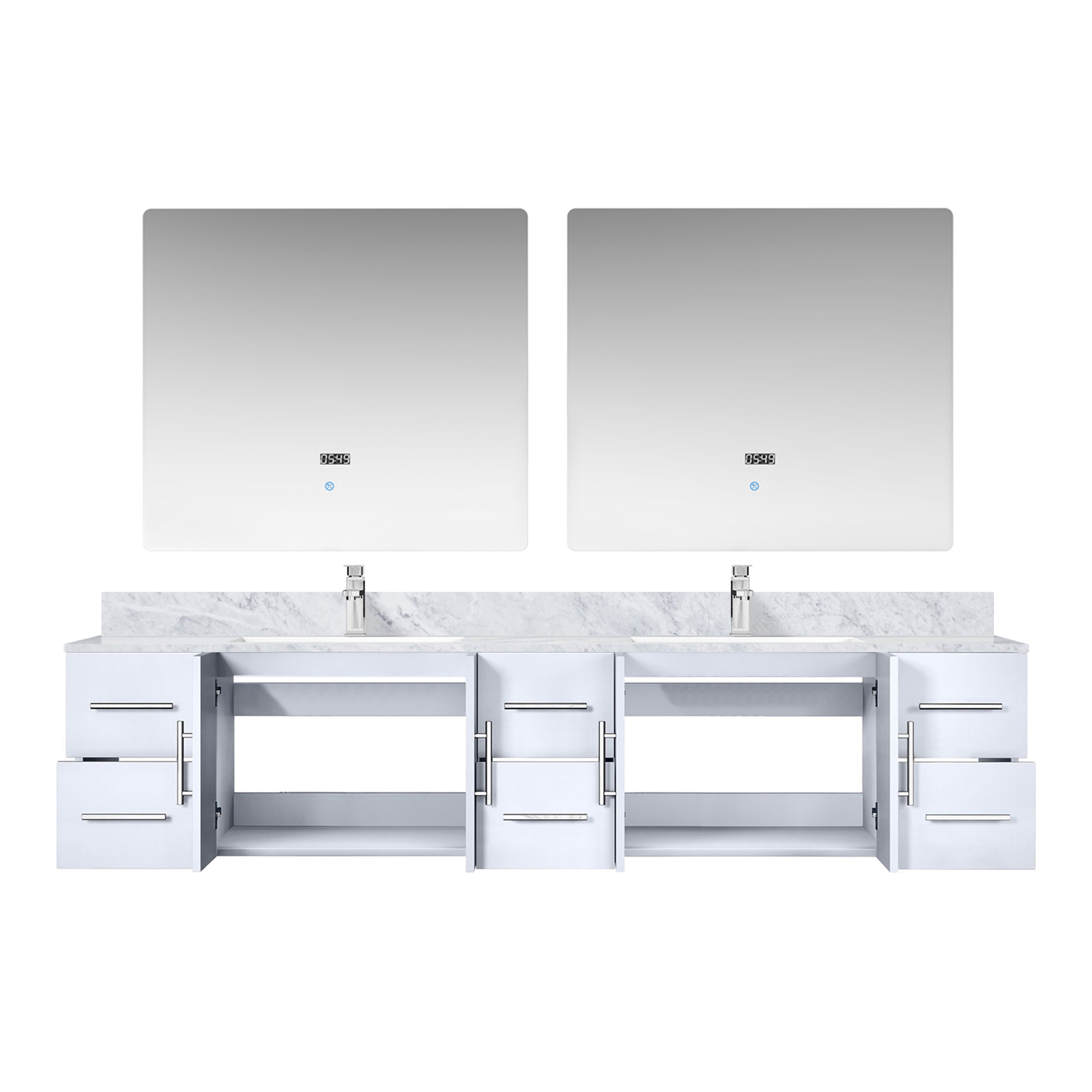 Geneva 84 in. W x 22 in. D Glossy White Double Bath Vanity