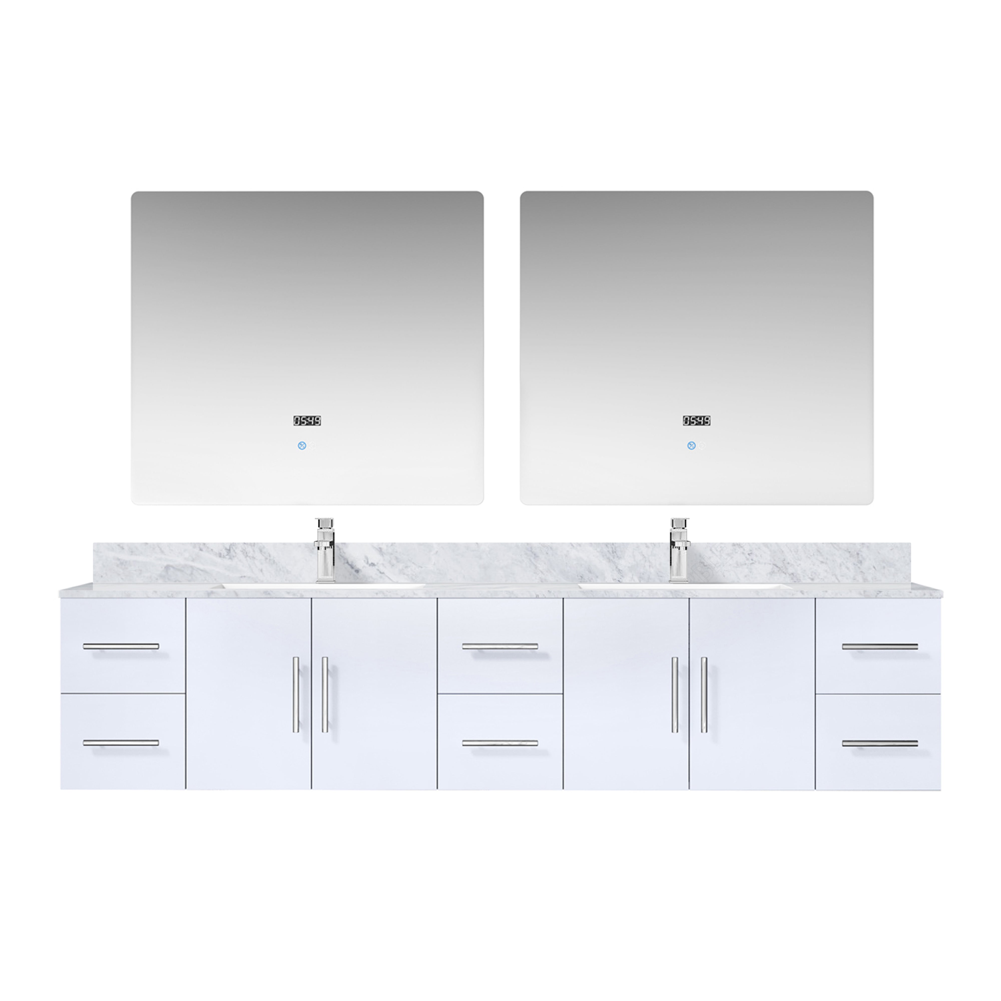 Geneva 84 in. W x 22 in. D Glossy White Double Bath Vanity
