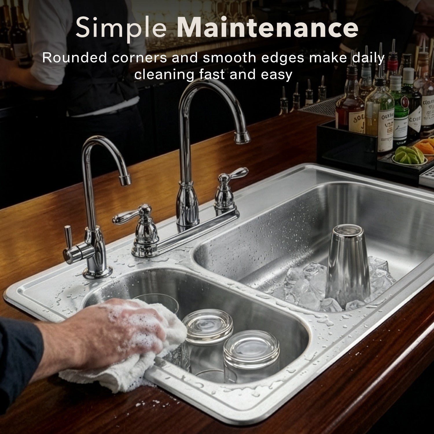 Houzer Legend 33" Stainless Steel Topmount 4-hole 80/20 Double Small Left Bowl Kitchen Sink - LHD-3322