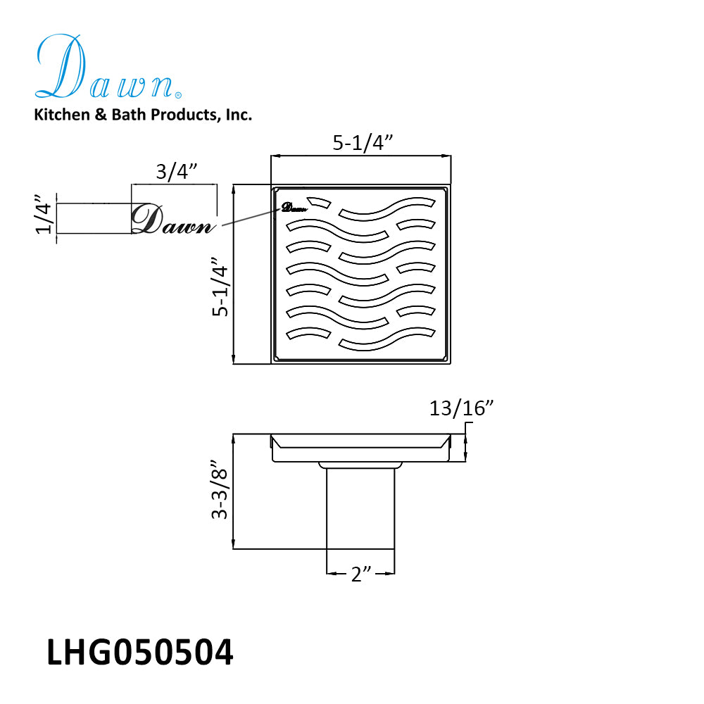 Dawn Heilongjiang Series 5" Square Drain LHG050504