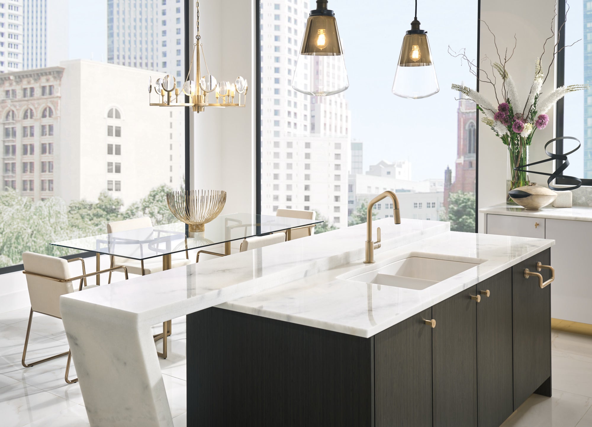 Brizo Litze® Pull-Down Faucet with Angled Spout and Industrial Handle