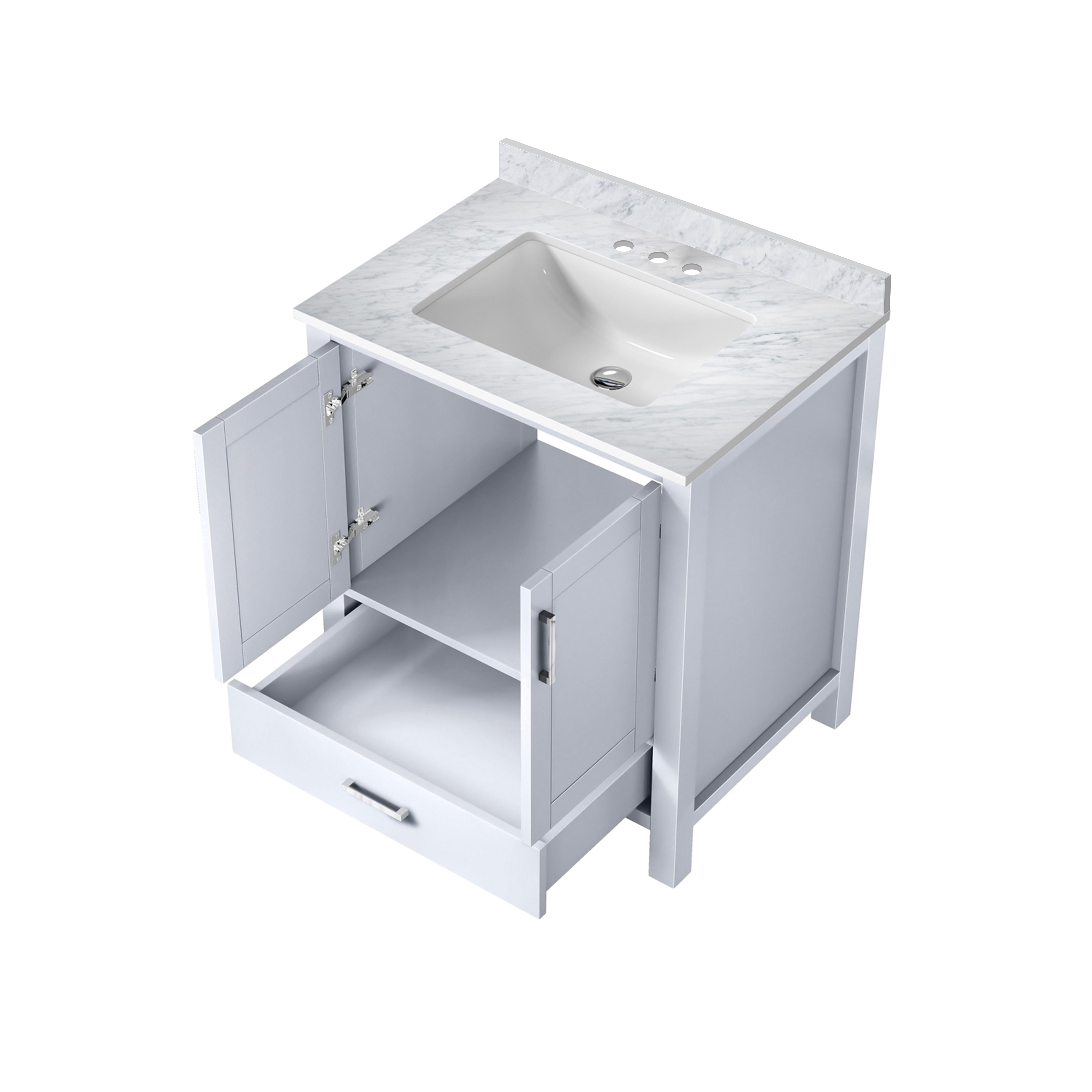 Lexora Jacques 30" White Bathroom Vanity | Modern Solid Wood Cabinet