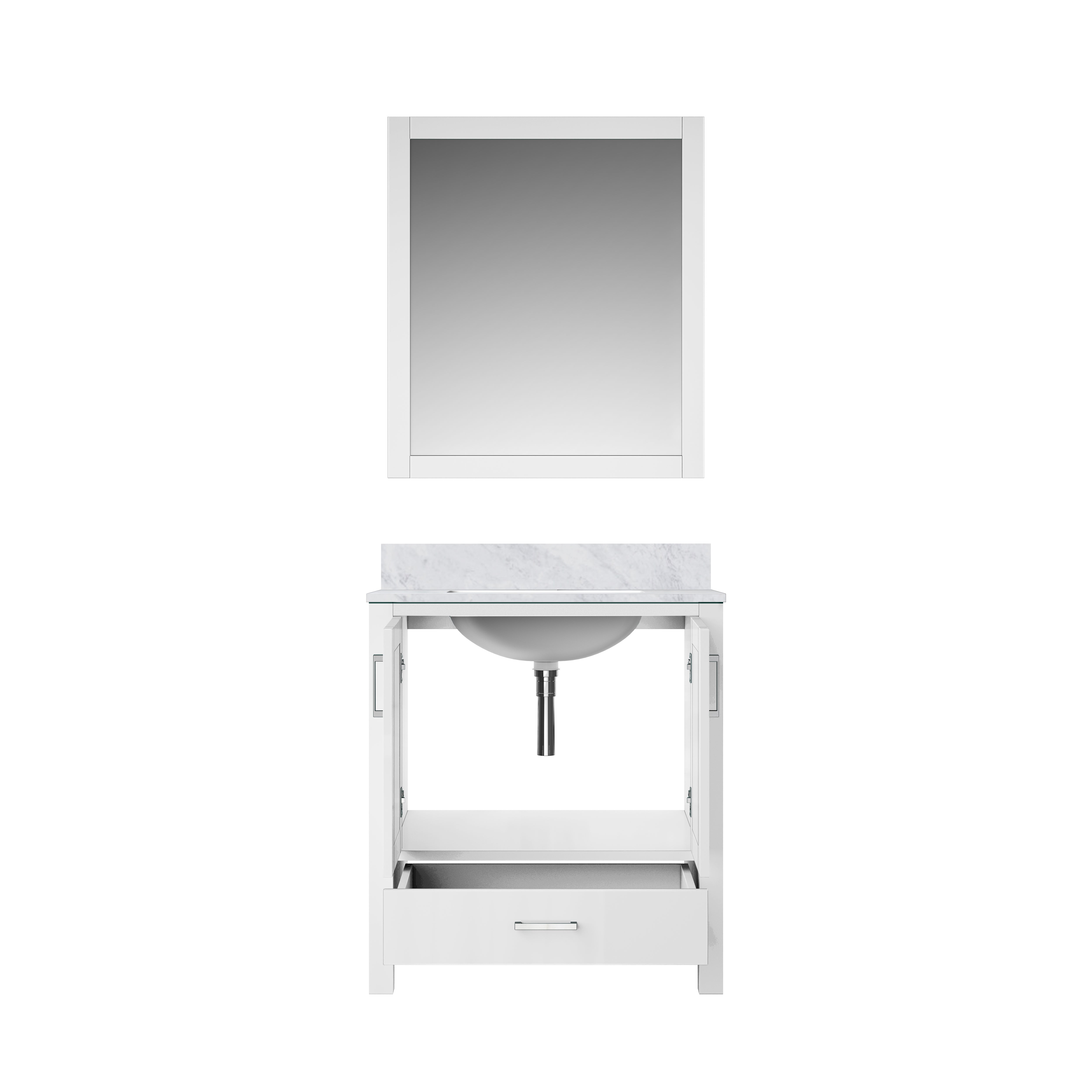 Lexora Jacques 30" White Bathroom Vanity | Modern Solid Wood Cabinet