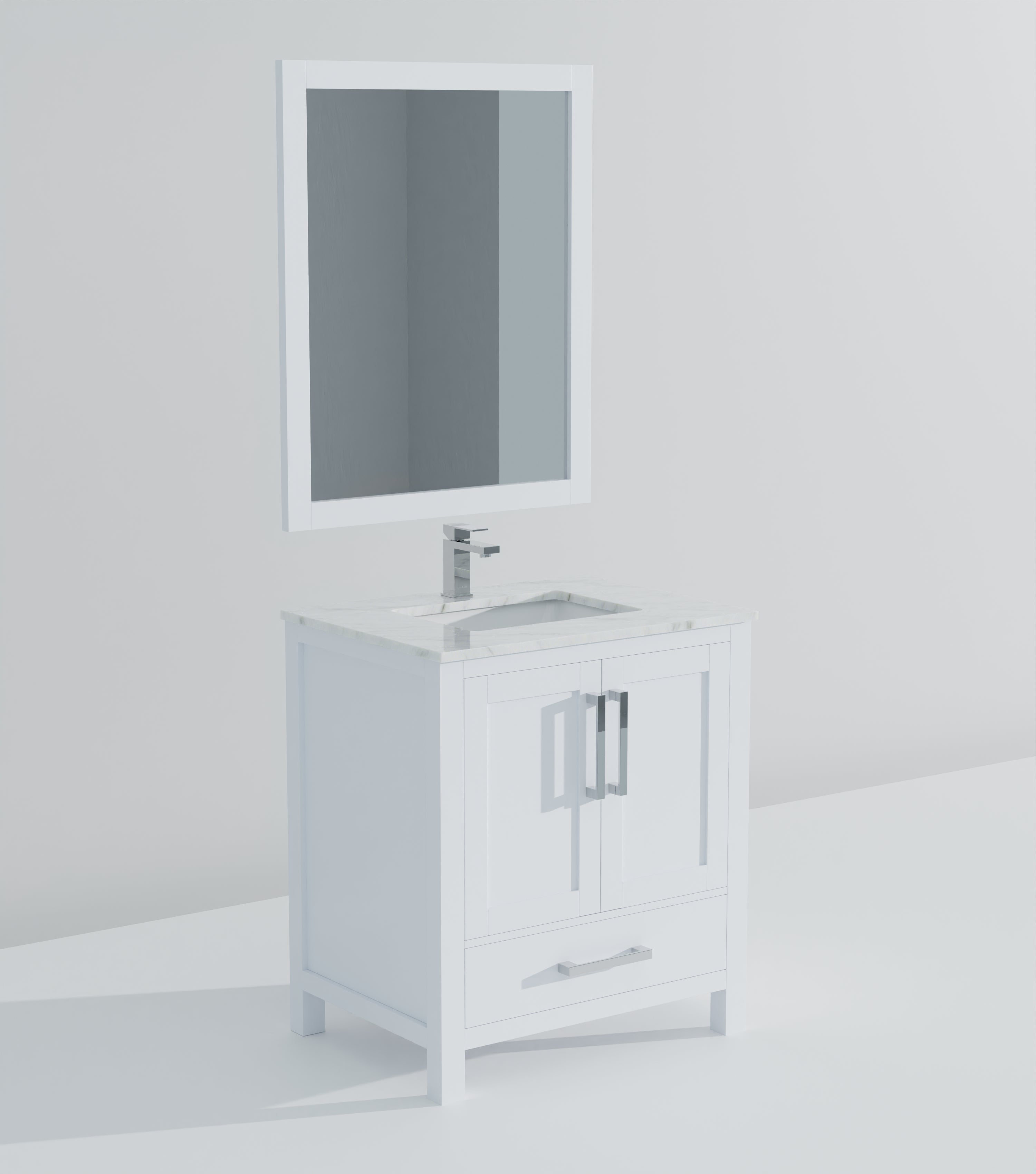 Lexora Jacques 30" White Bathroom Vanity | Modern Solid Wood Cabinet
