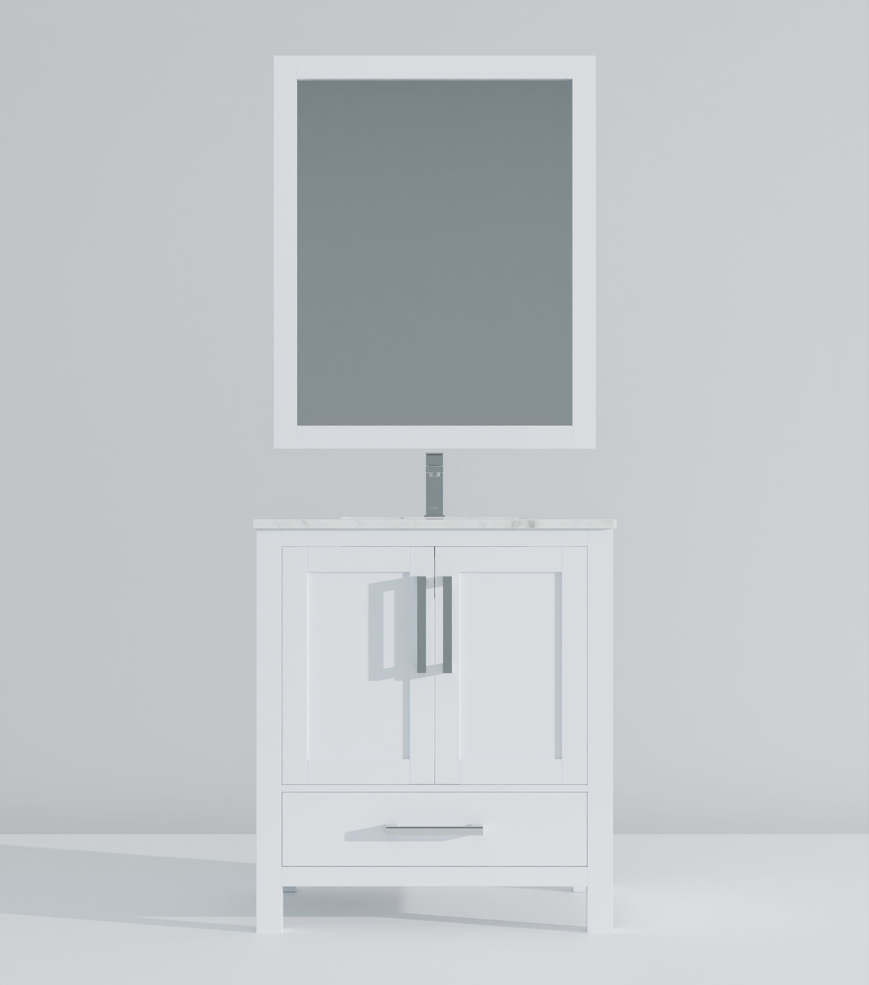 Lexora Jacques 30" White Bathroom Vanity | Modern Solid Wood Cabinet