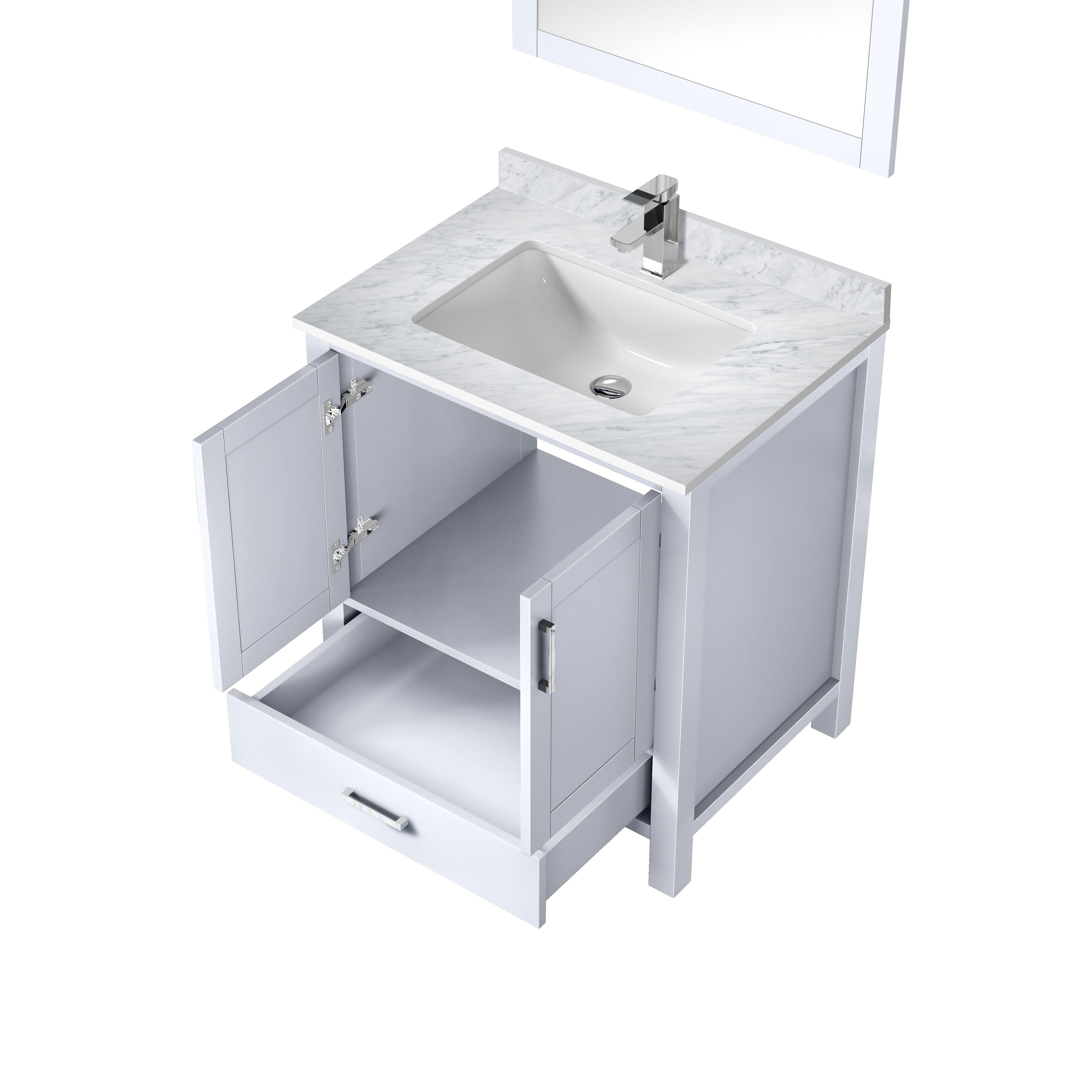 Lexora Jacques 30" White Bathroom Vanity | Modern Solid Wood Cabinet