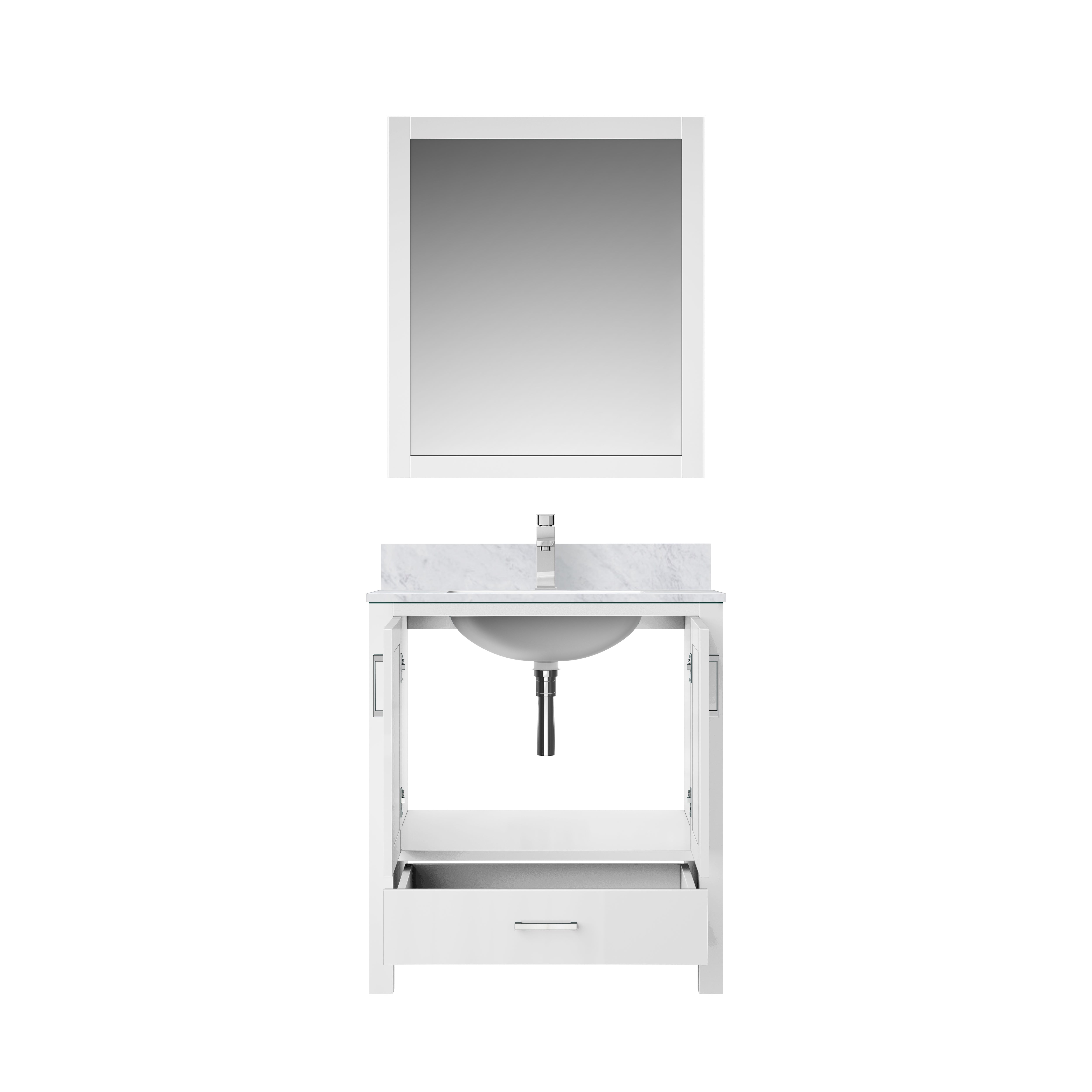 Lexora Jacques 30" White Bathroom Vanity | Modern Solid Wood Cabinet