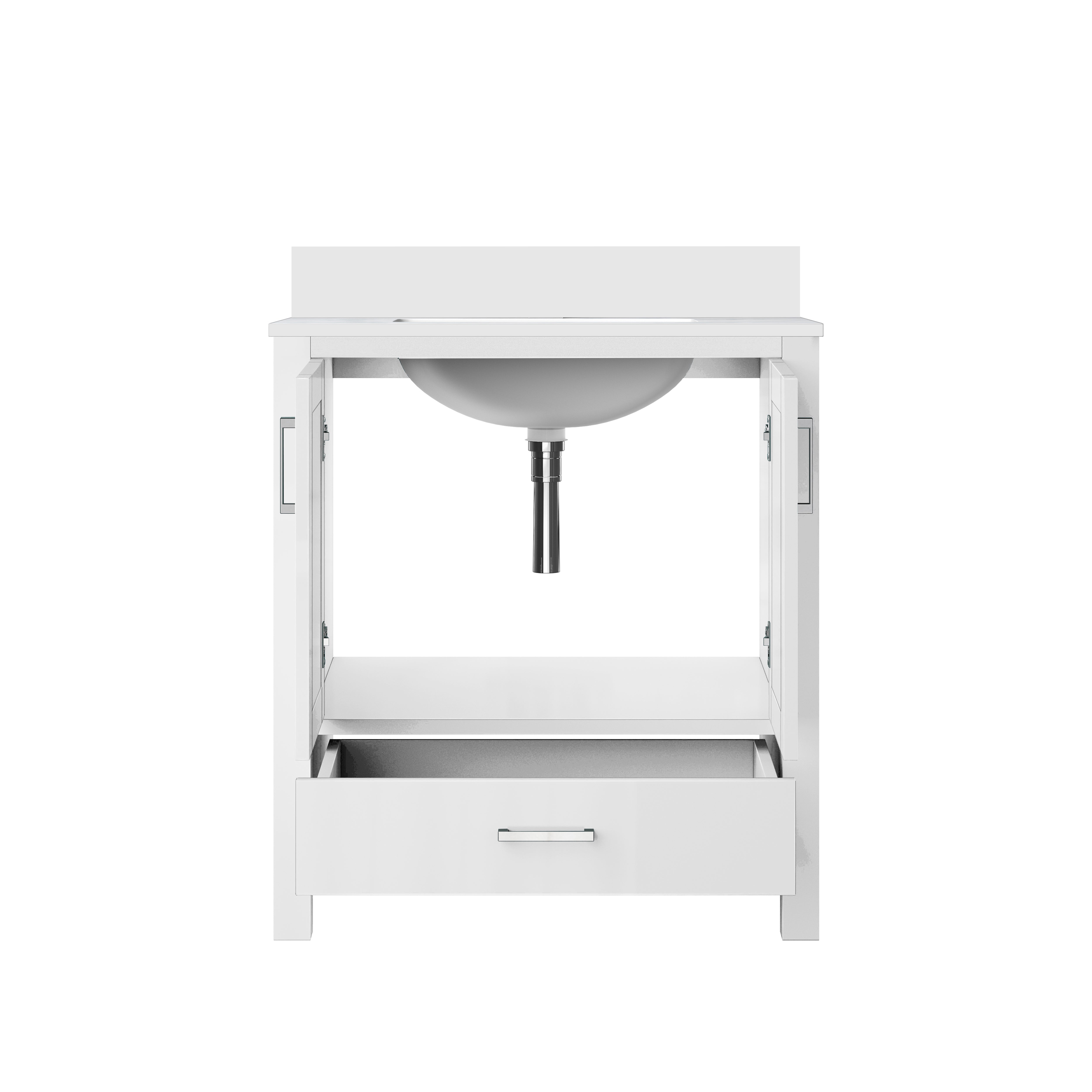 Lexora Jacques 30" White Bathroom Vanity | Modern Solid Wood Cabinet