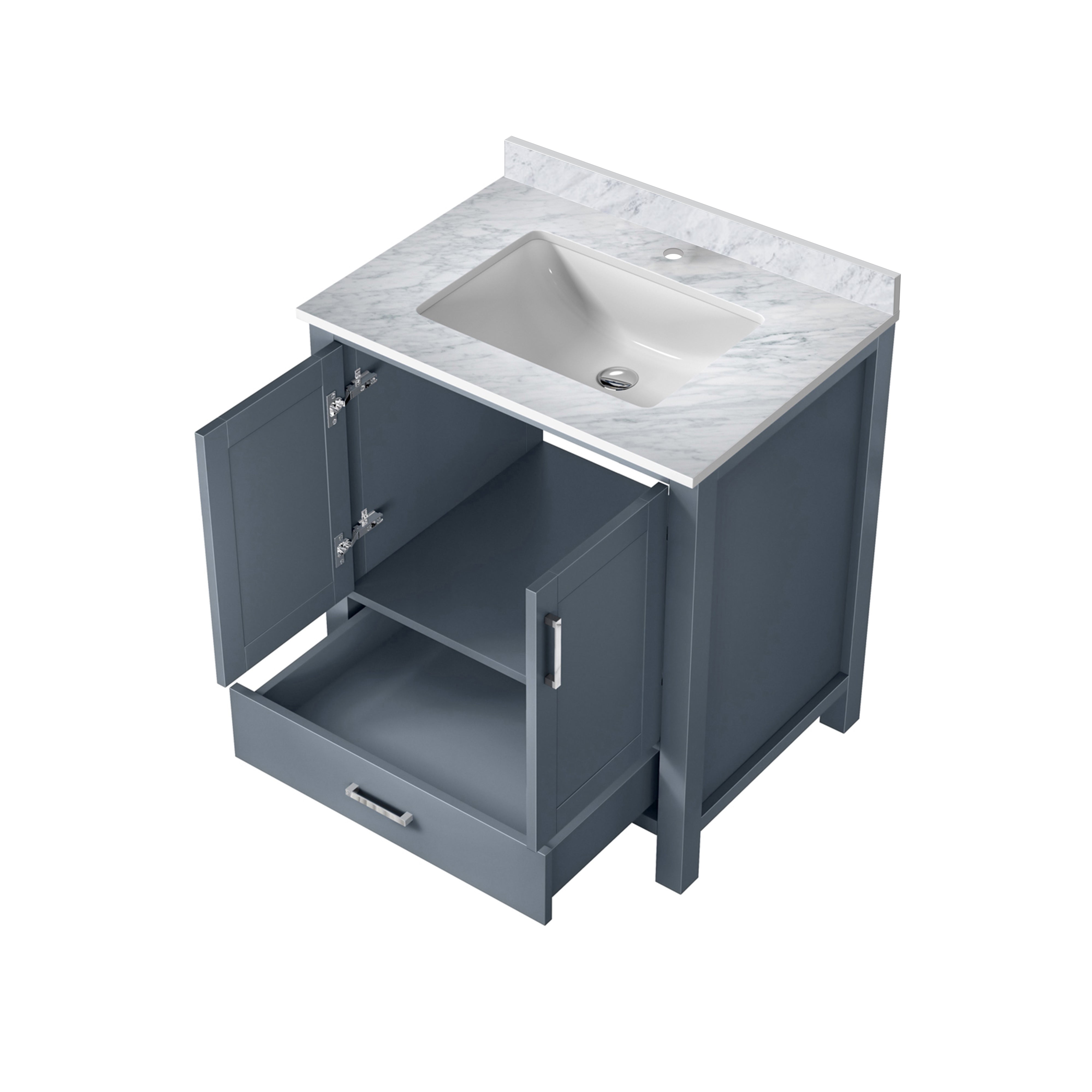 Lexora Jacques 30" Dark Grey Bathroom Vanity – Modern Solid Wood Freestanding Cabinet