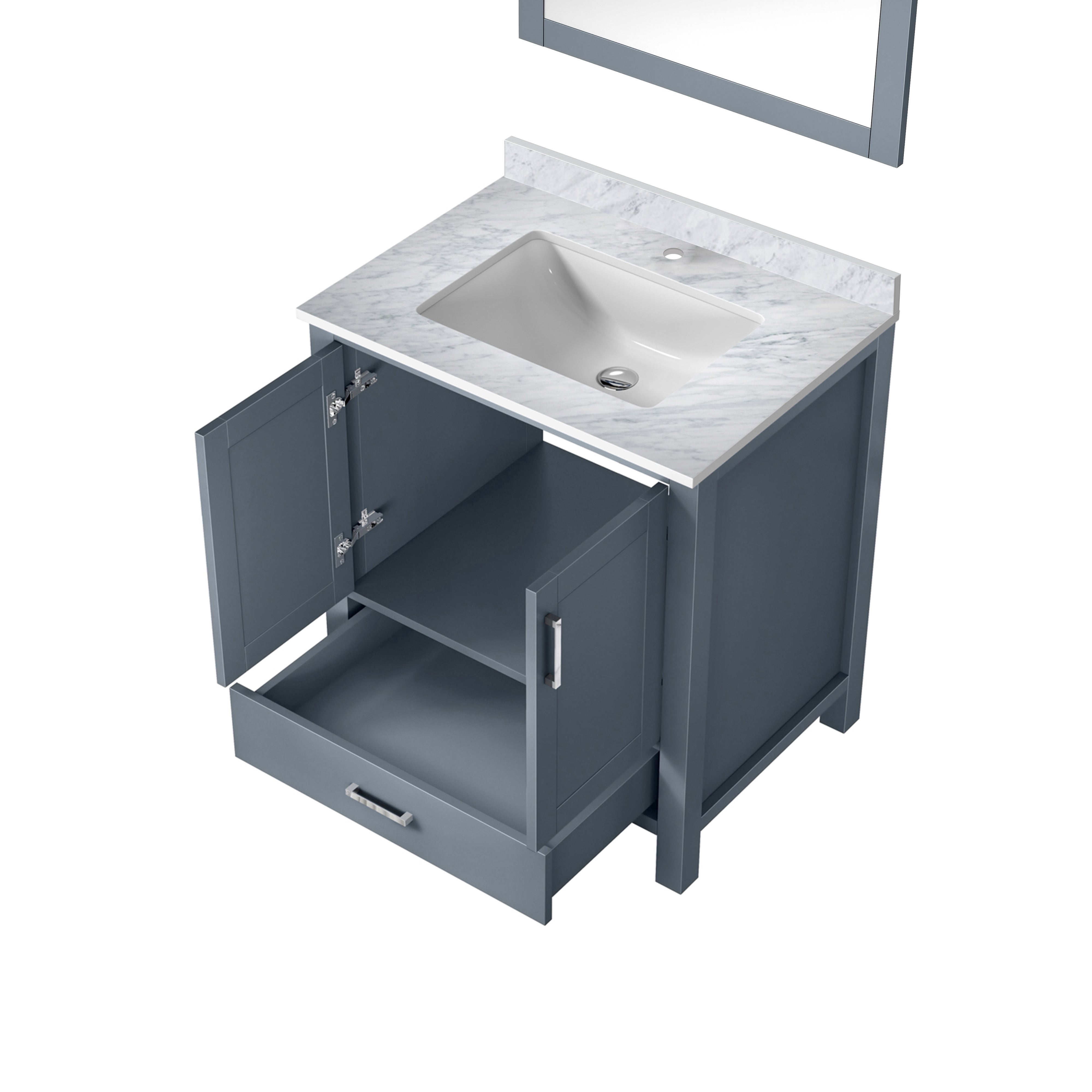 Lexora Jacques 30" Dark Grey Bathroom Vanity – Modern Solid Wood Freestanding Cabinet