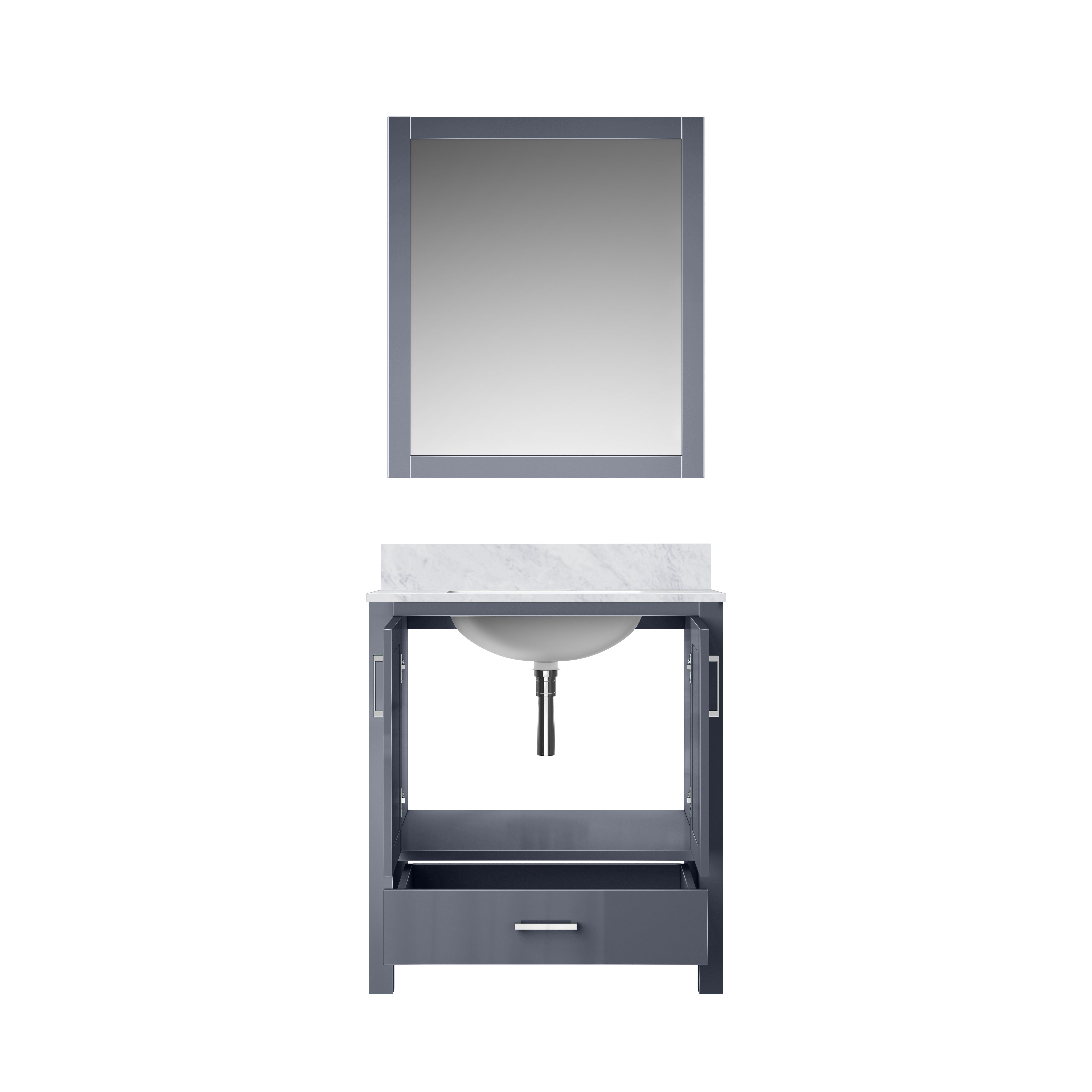 Lexora Jacques 30" Dark Grey Bathroom Vanity – Modern Solid Wood Freestanding Cabinet
