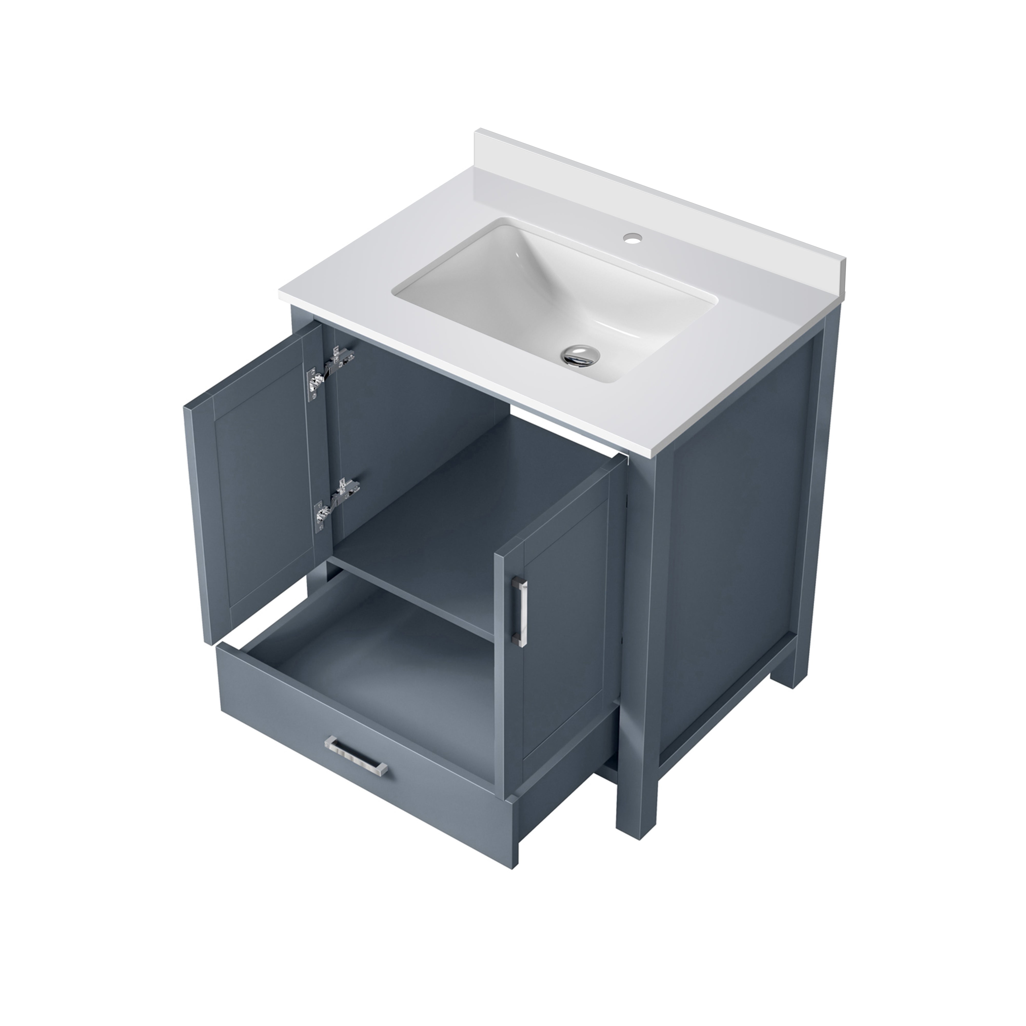 Lexora Jacques 30" Dark Grey Bathroom Vanity – Modern Solid Wood Freestanding Cabinet