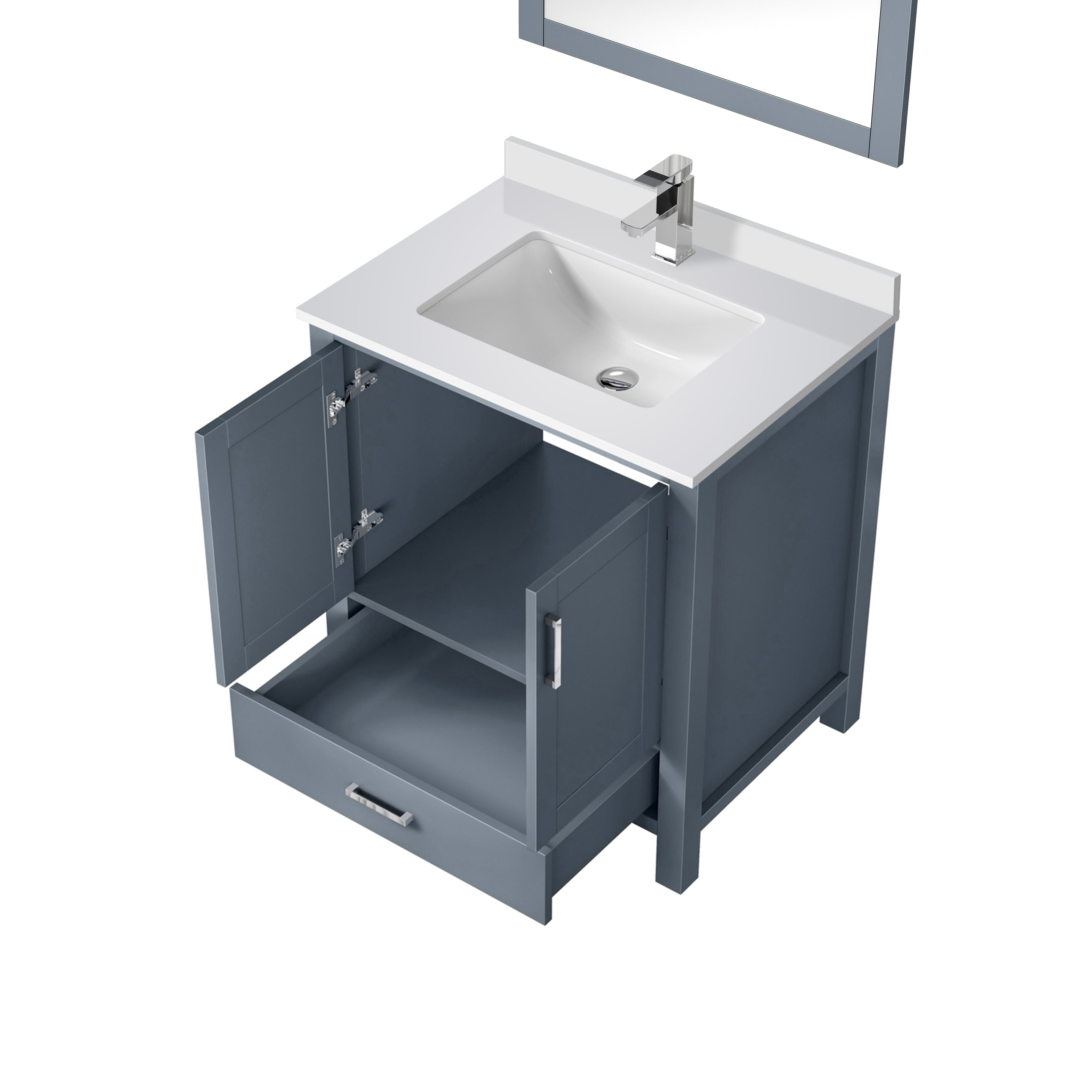 Lexora Jacques 30" Dark Grey Bathroom Vanity – Modern Solid Wood Freestanding Cabinet