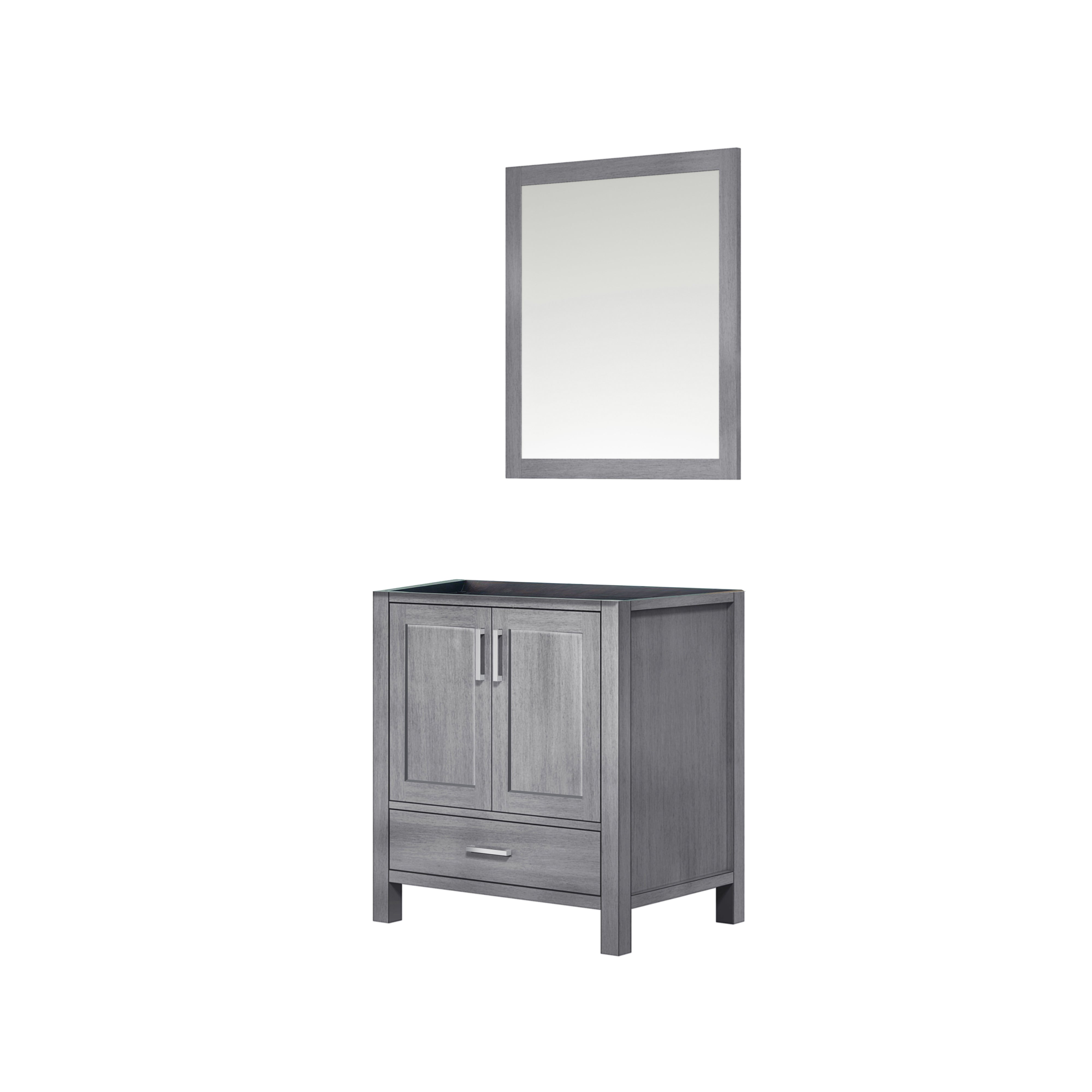 Lexora Jacques 30" Distressed Grey Bathroom Vanity – Solid Wood, Mid-Century Freestanding Storage Cabinet