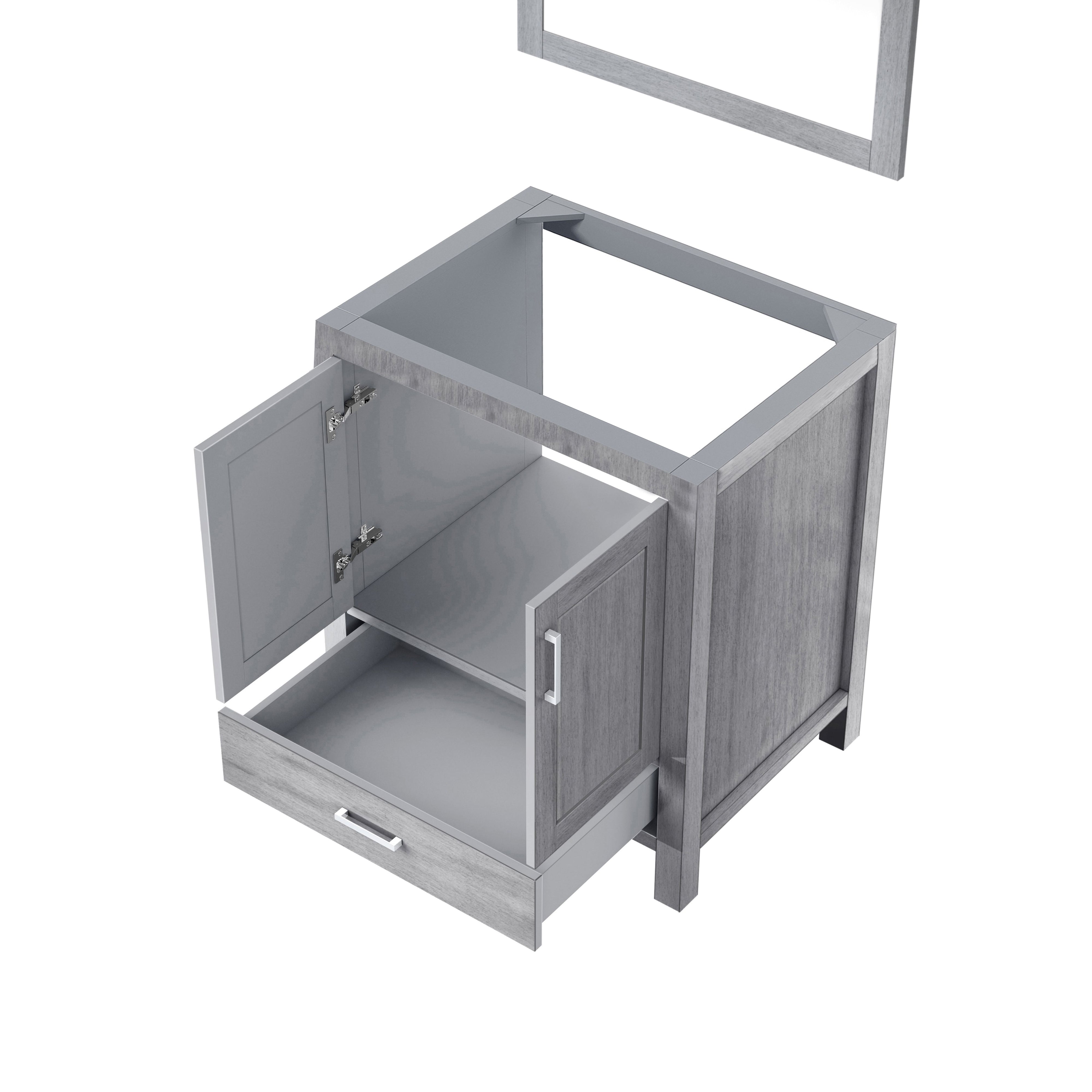 Lexora Jacques 30" Distressed Grey Bathroom Vanity – Solid Wood, Mid-Century Freestanding Storage Cabinet