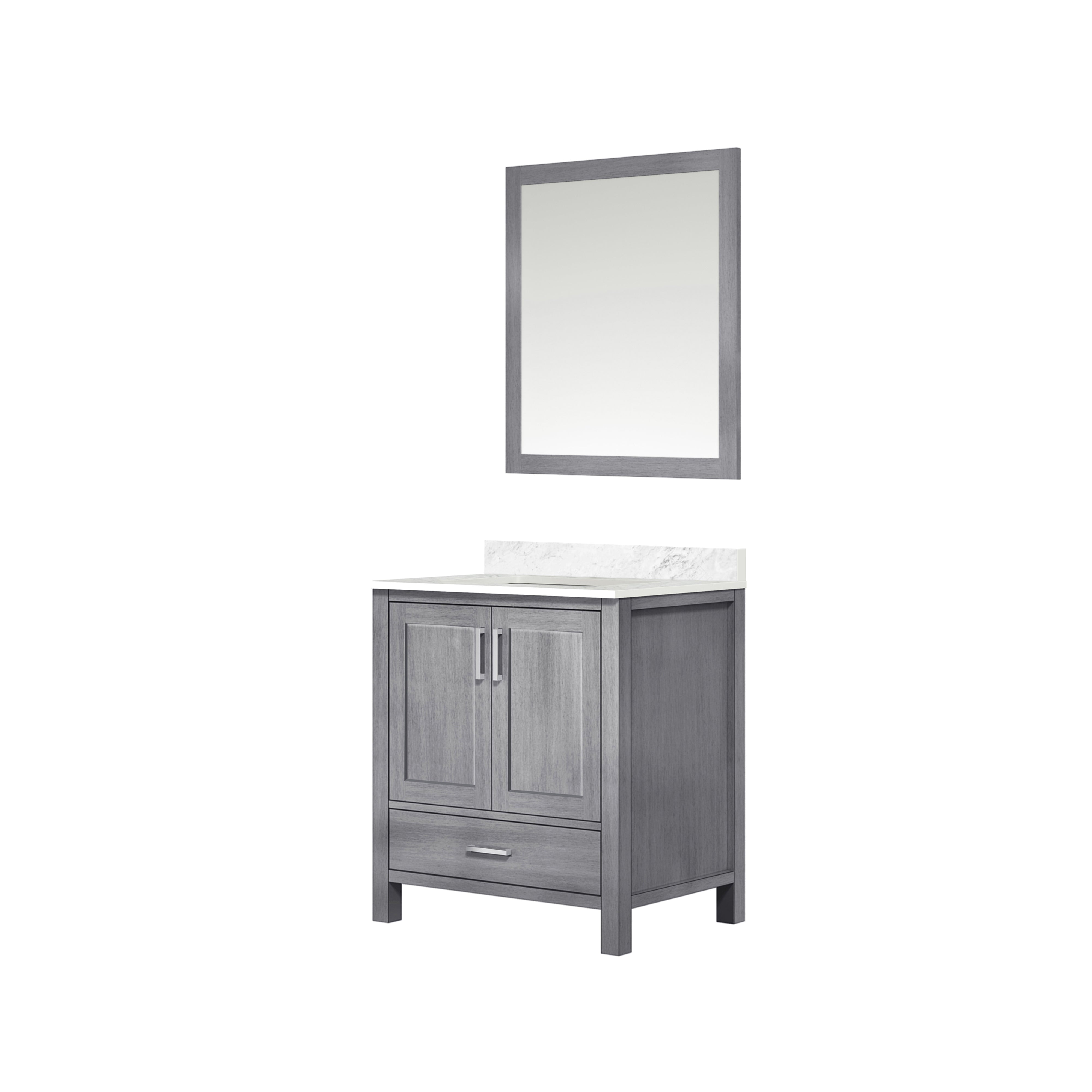 Lexora Jacques 30" Distressed Grey Bathroom Vanity – Solid Wood, Mid-Century Freestanding Storage Cabinet