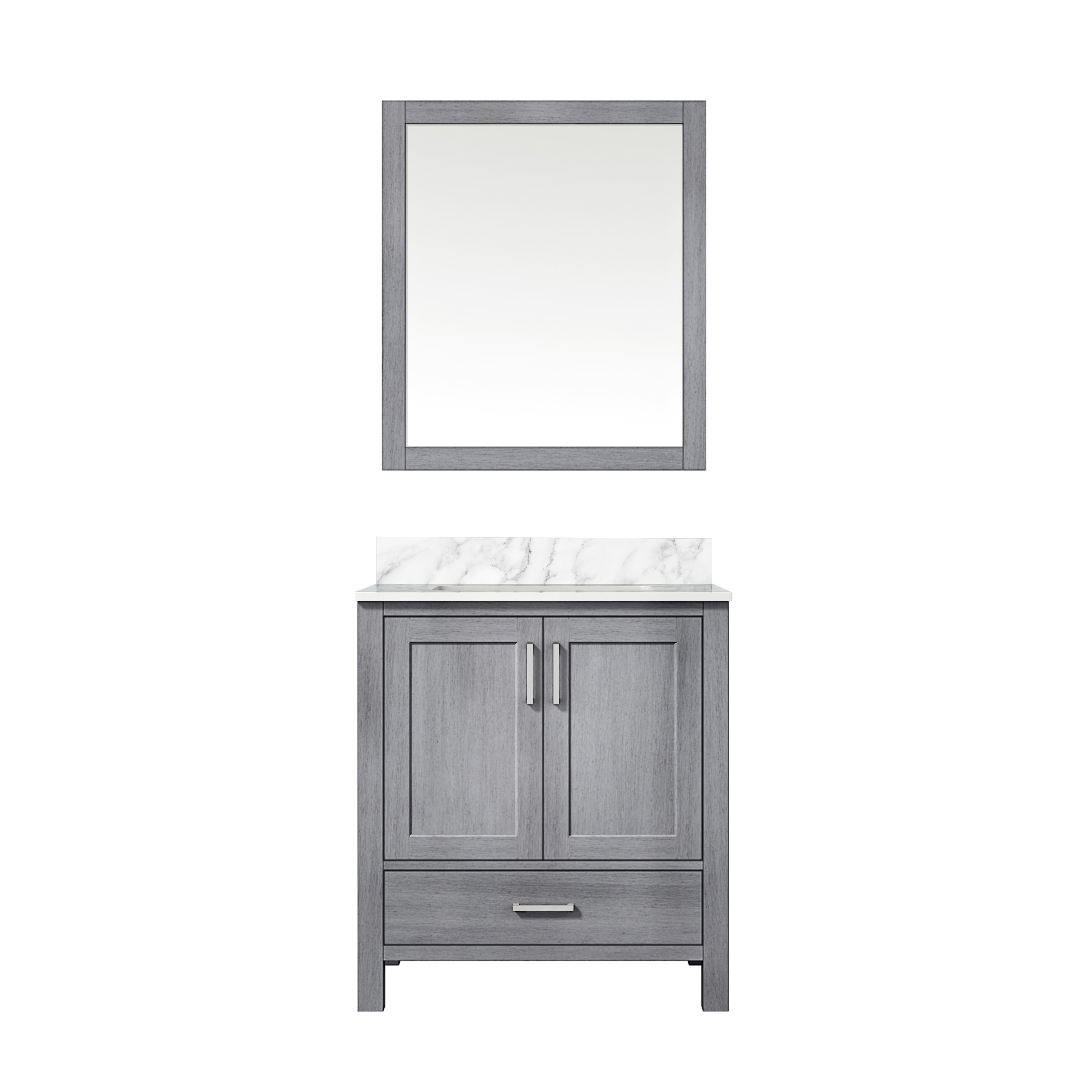 Lexora Jacques 30" Distressed Grey Bathroom Vanity – Solid Wood, Mid-Century Freestanding Storage Cabinet