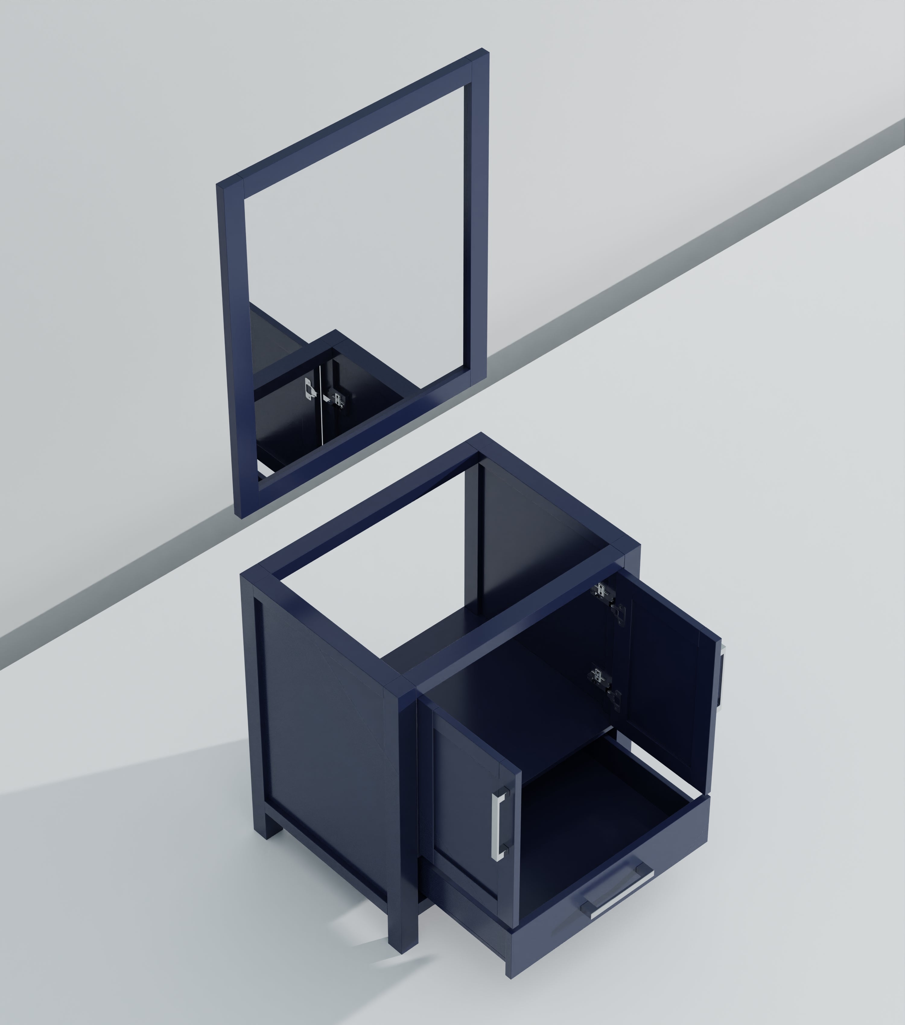 Lexora Jacques 30" Navy Blue Bathroom Vanity | Solid Wood Cabinet