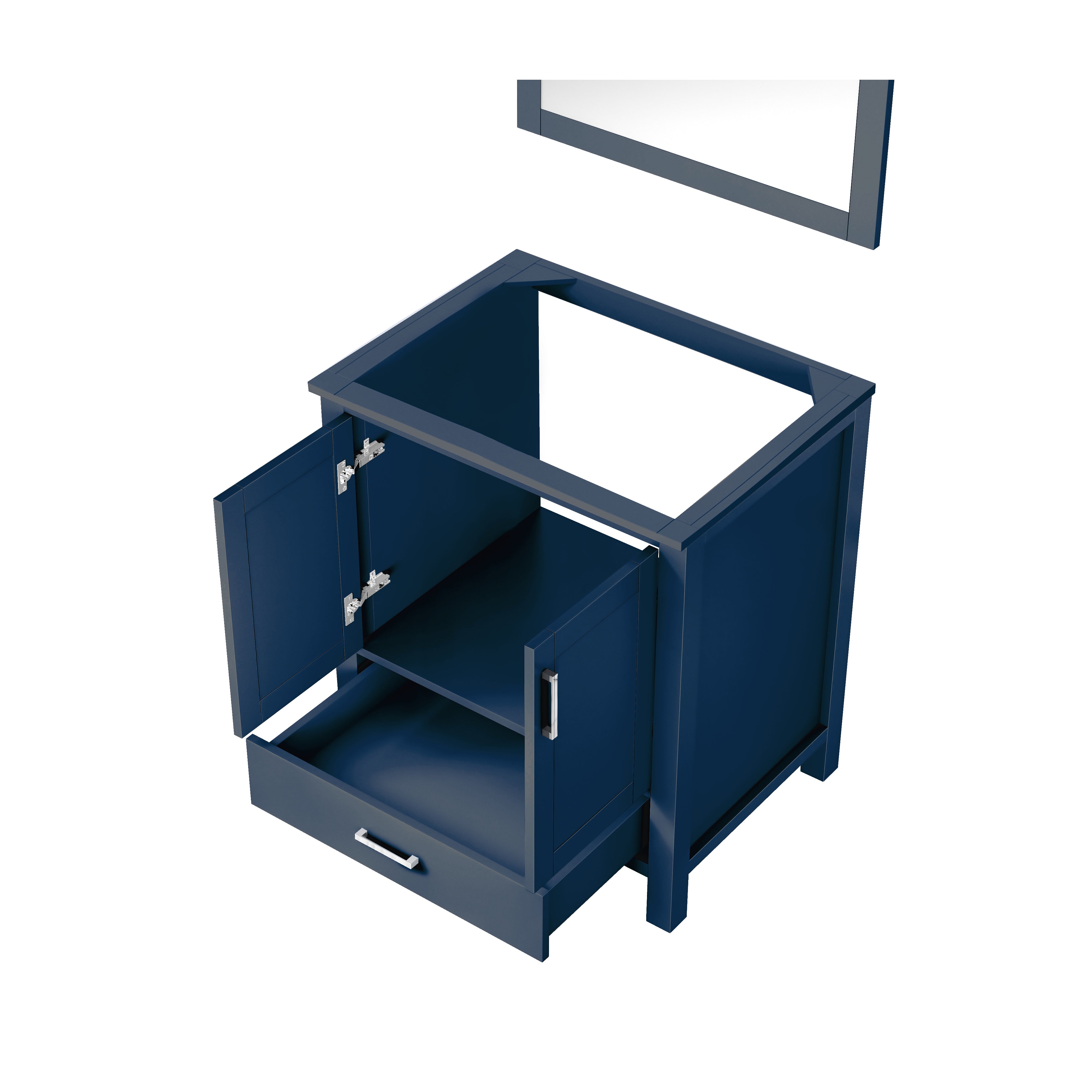 Lexora Jacques 30" Navy Blue Bathroom Vanity | Solid Wood Cabinet