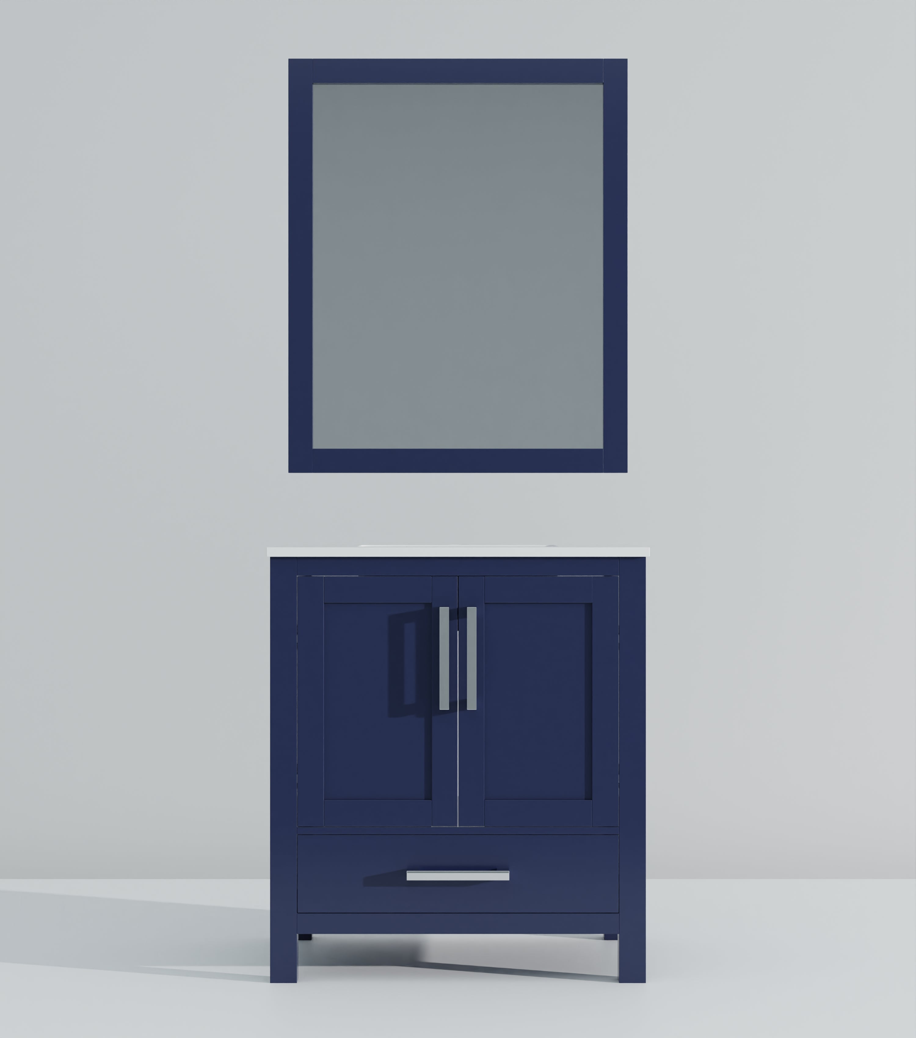 Lexora Jacques 30" Navy Blue Bathroom Vanity | Solid Wood Cabinet