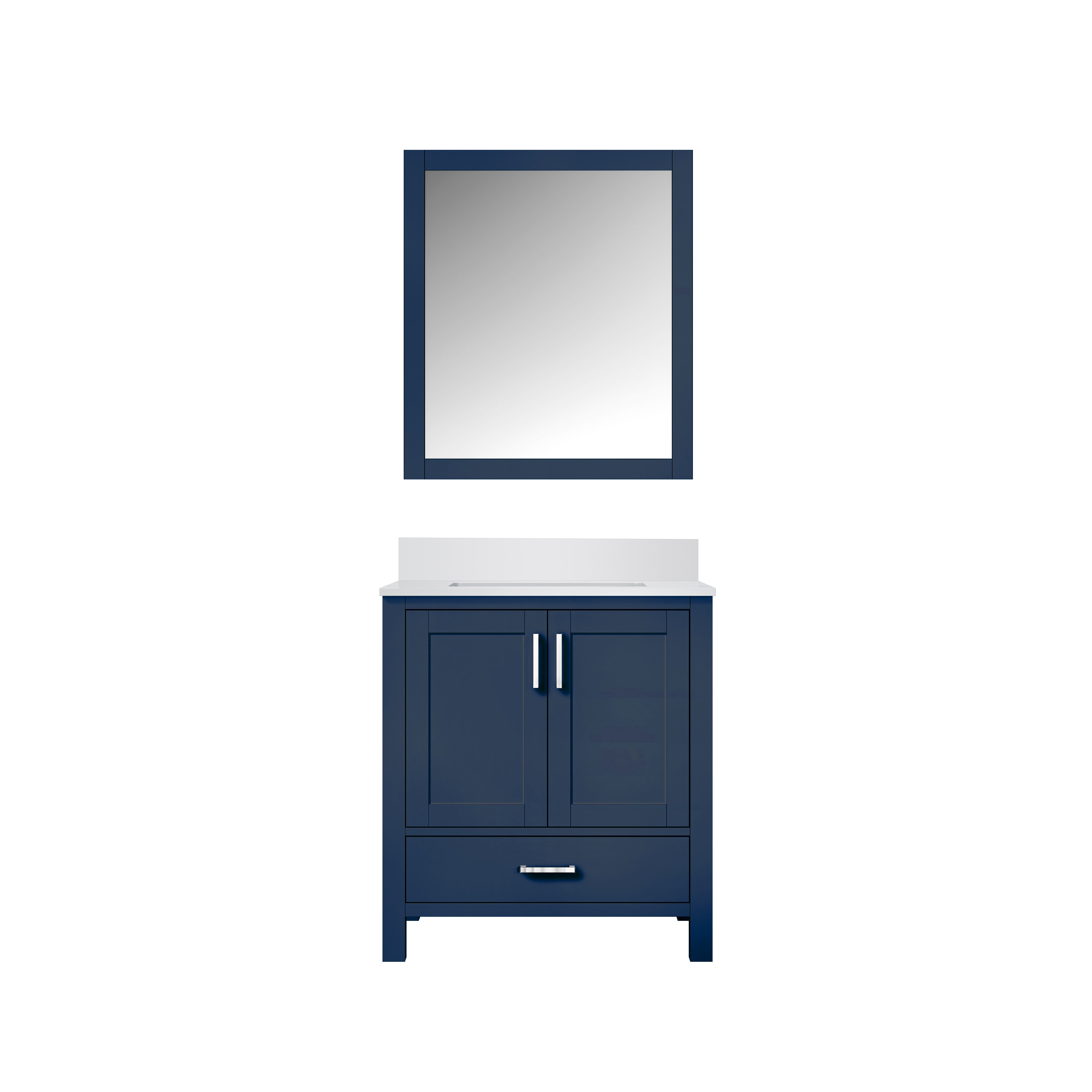 Lexora Jacques 30" Navy Blue Bathroom Vanity | Solid Wood Cabinet