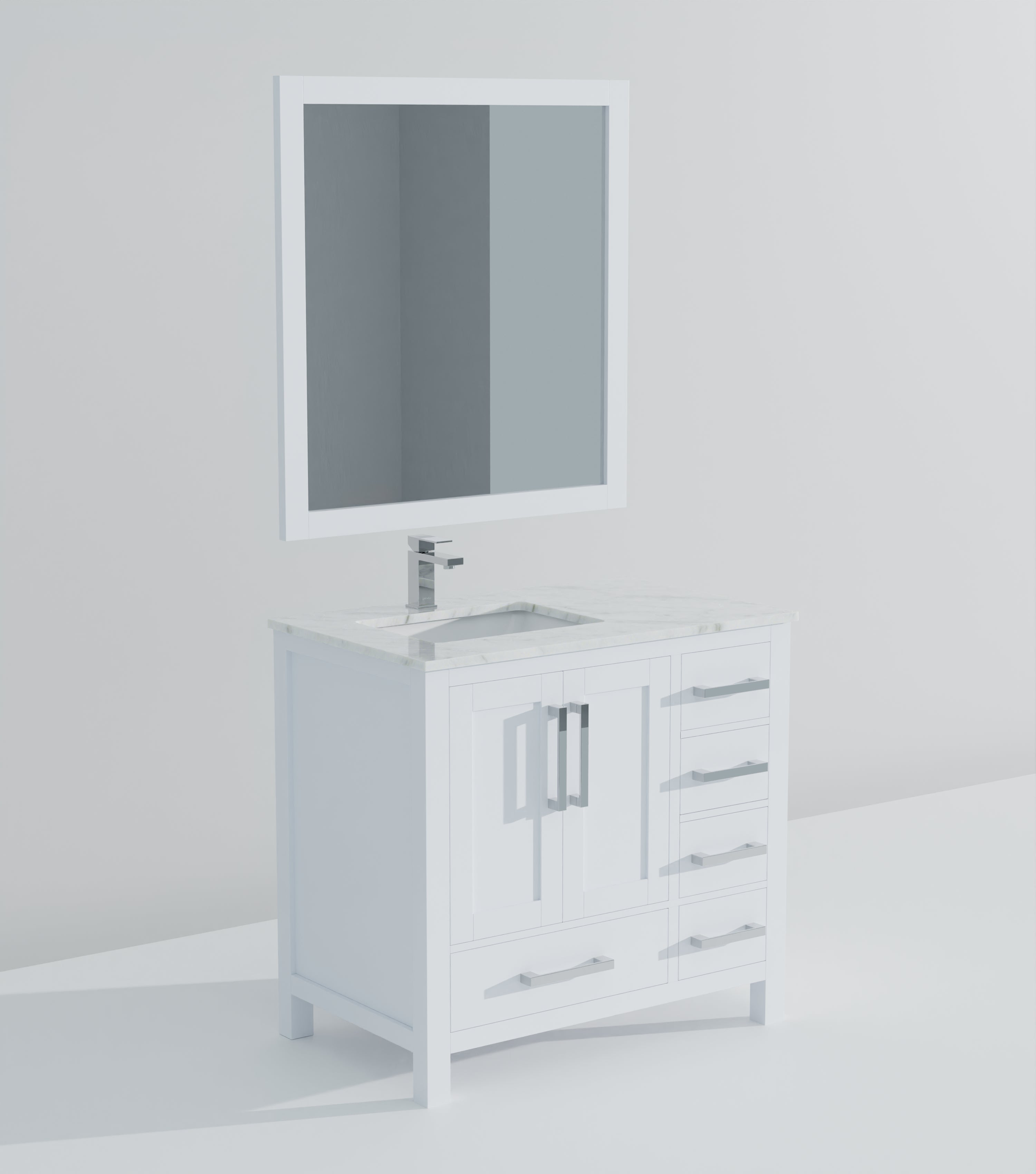 Jacques 36 in. W x 22 in. D Left Offset White Bath Vanity