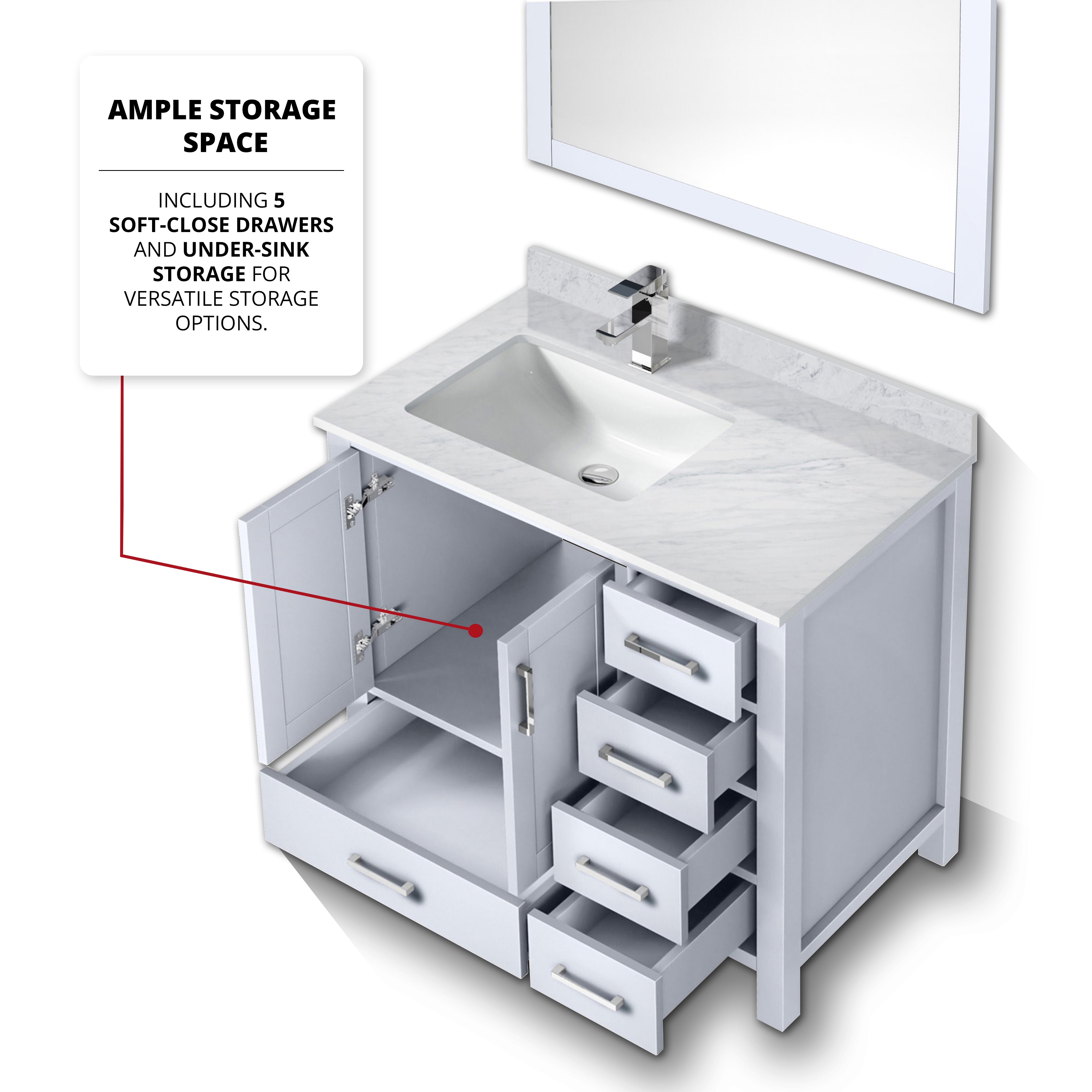 Jacques 36 in. W x 22 in. D Left Offset White Bath Vanity