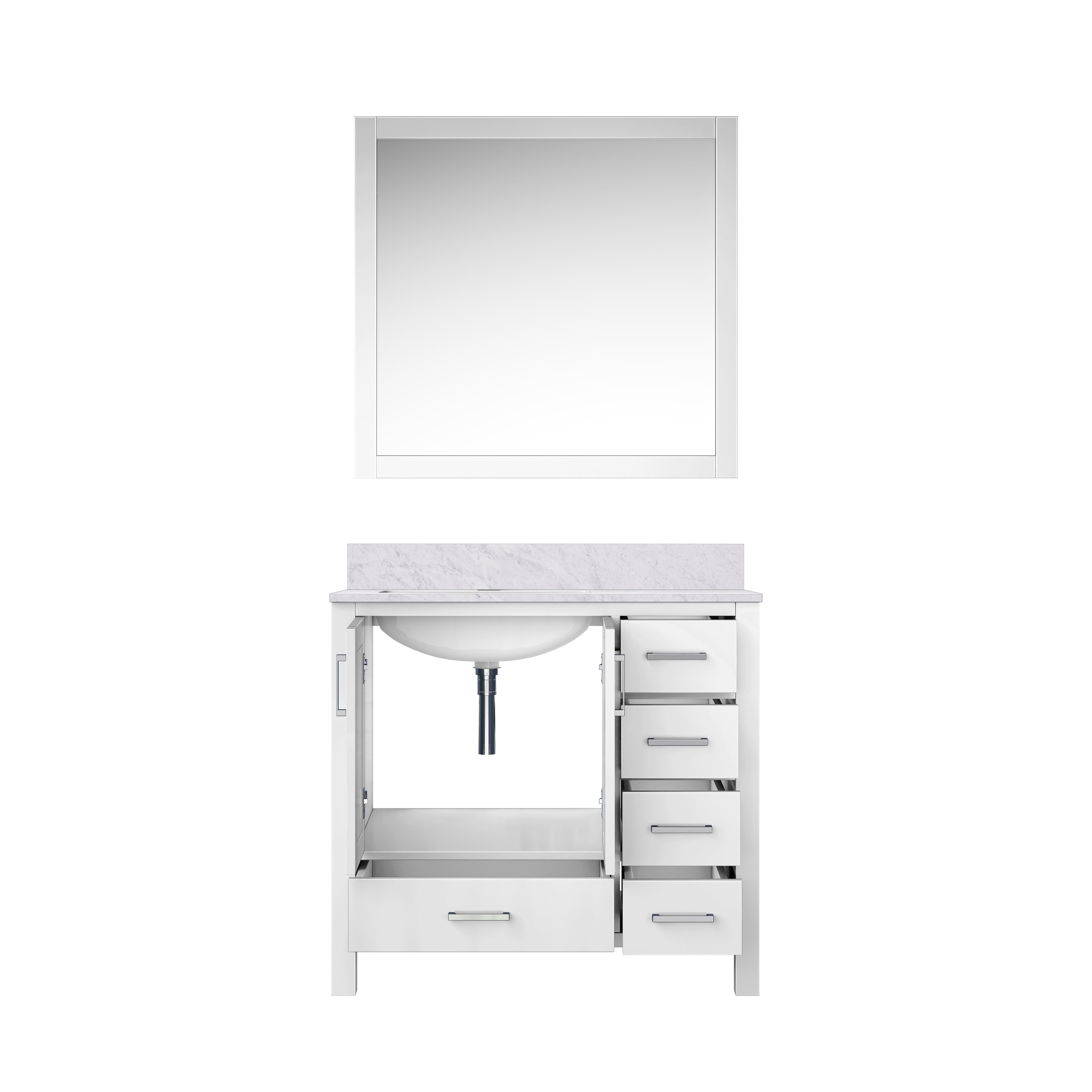 Jacques 36 in. W x 22 in. D Left Offset White Bath Vanity
