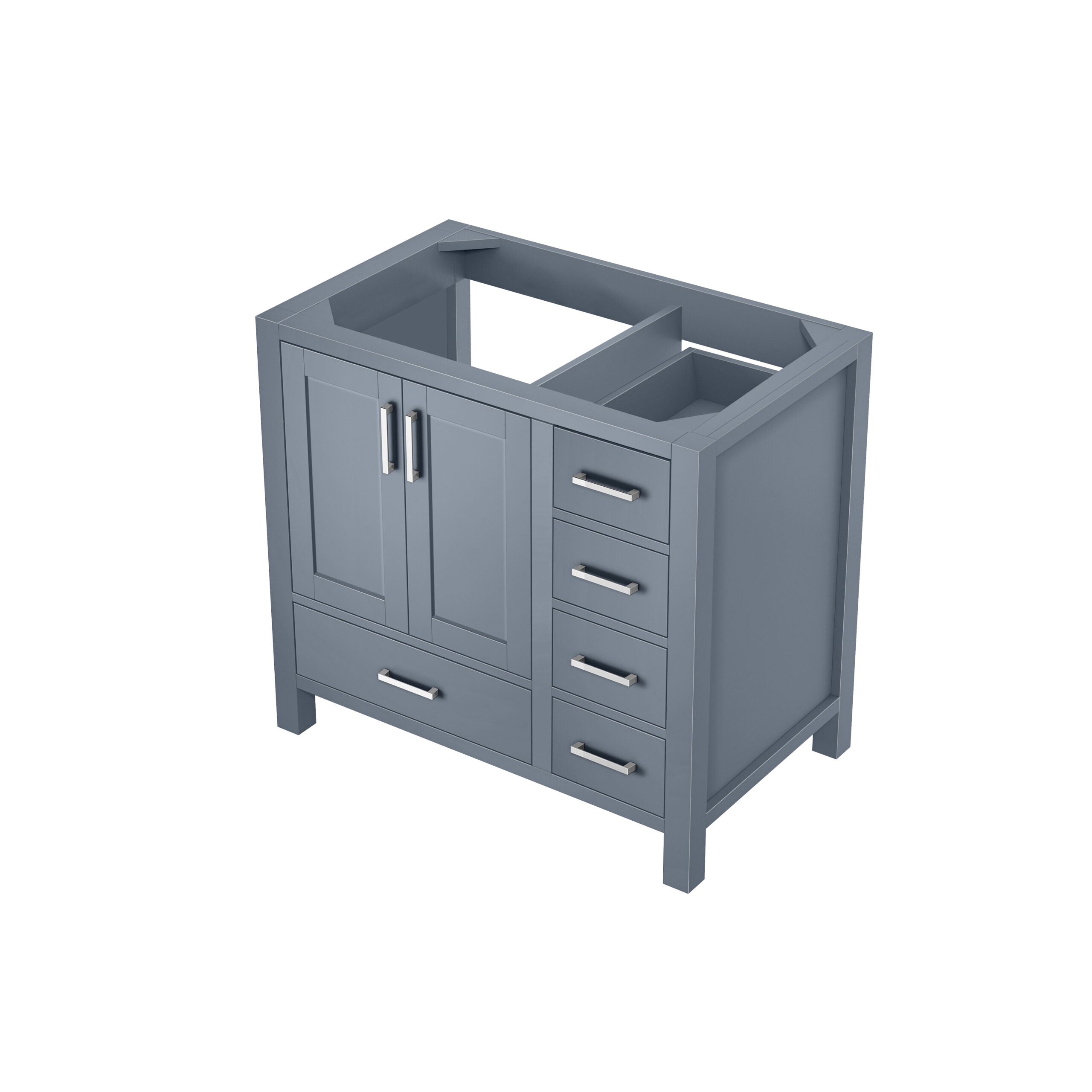 Lexora Jacques 36" Dark Grey Left-Offset Bathroom Vanity | Solid Wood