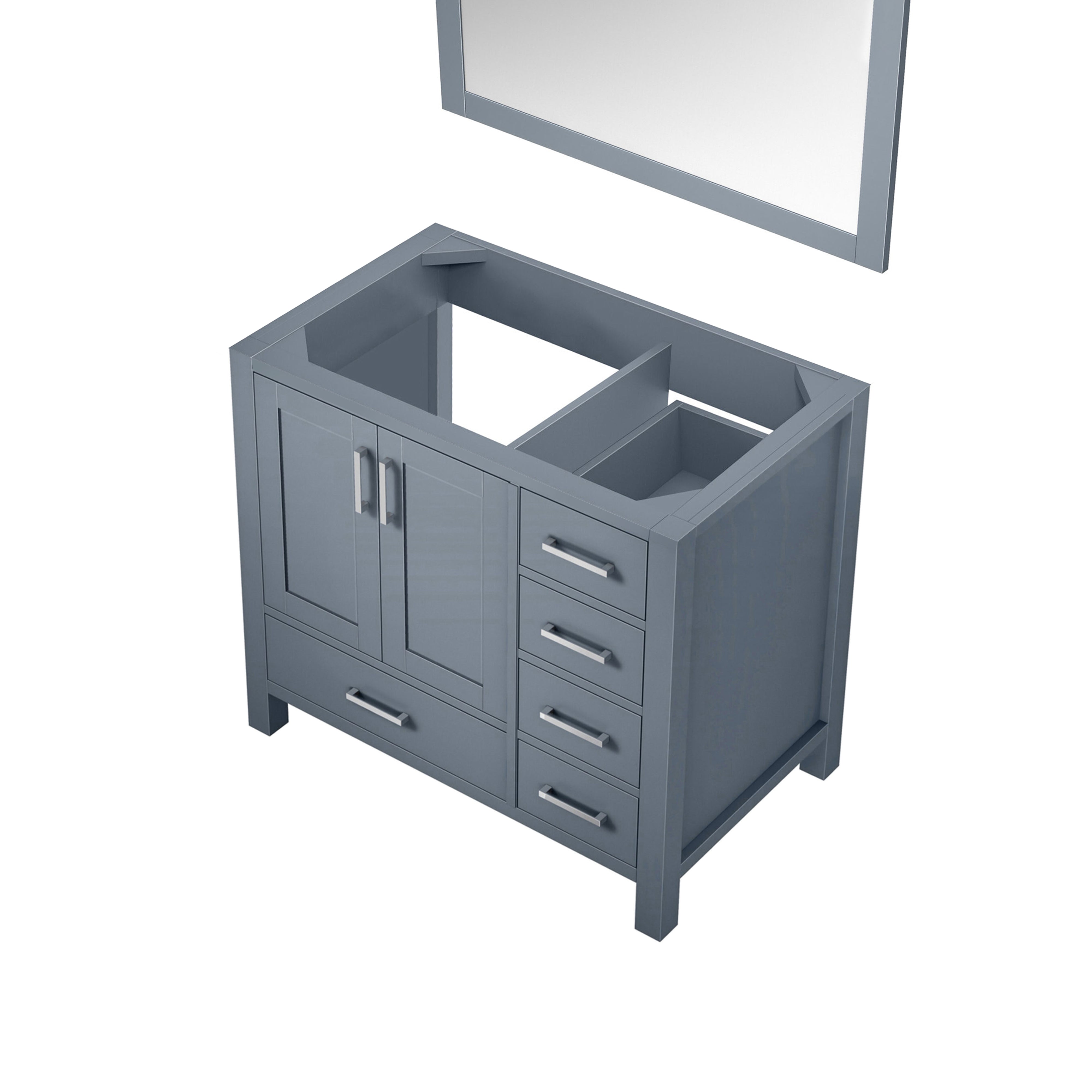 Lexora Jacques 36" Dark Grey Left-Offset Bathroom Vanity | Solid Wood