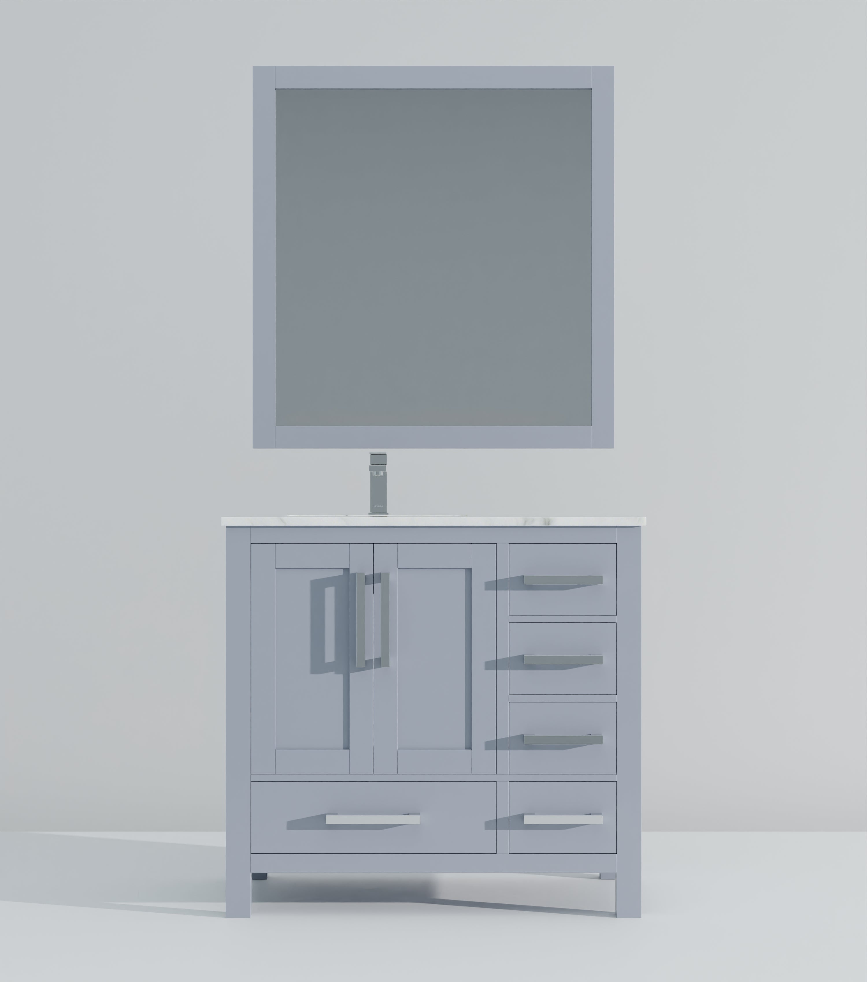 Lexora Jacques 36" Dark Grey Left-Offset Bathroom Vanity | Solid Wood
