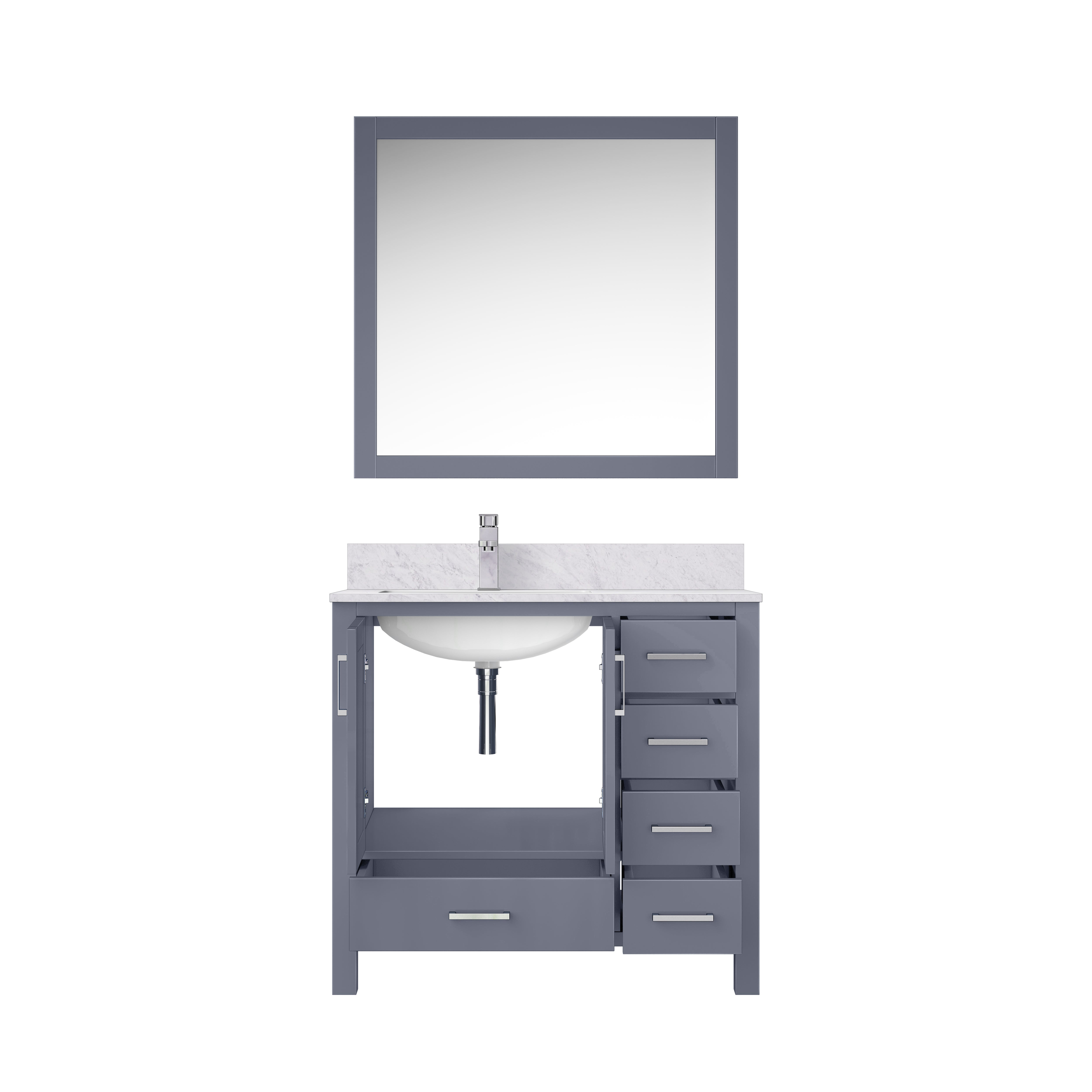 Lexora Jacques 36" Dark Grey Left-Offset Bathroom Vanity | Solid Wood