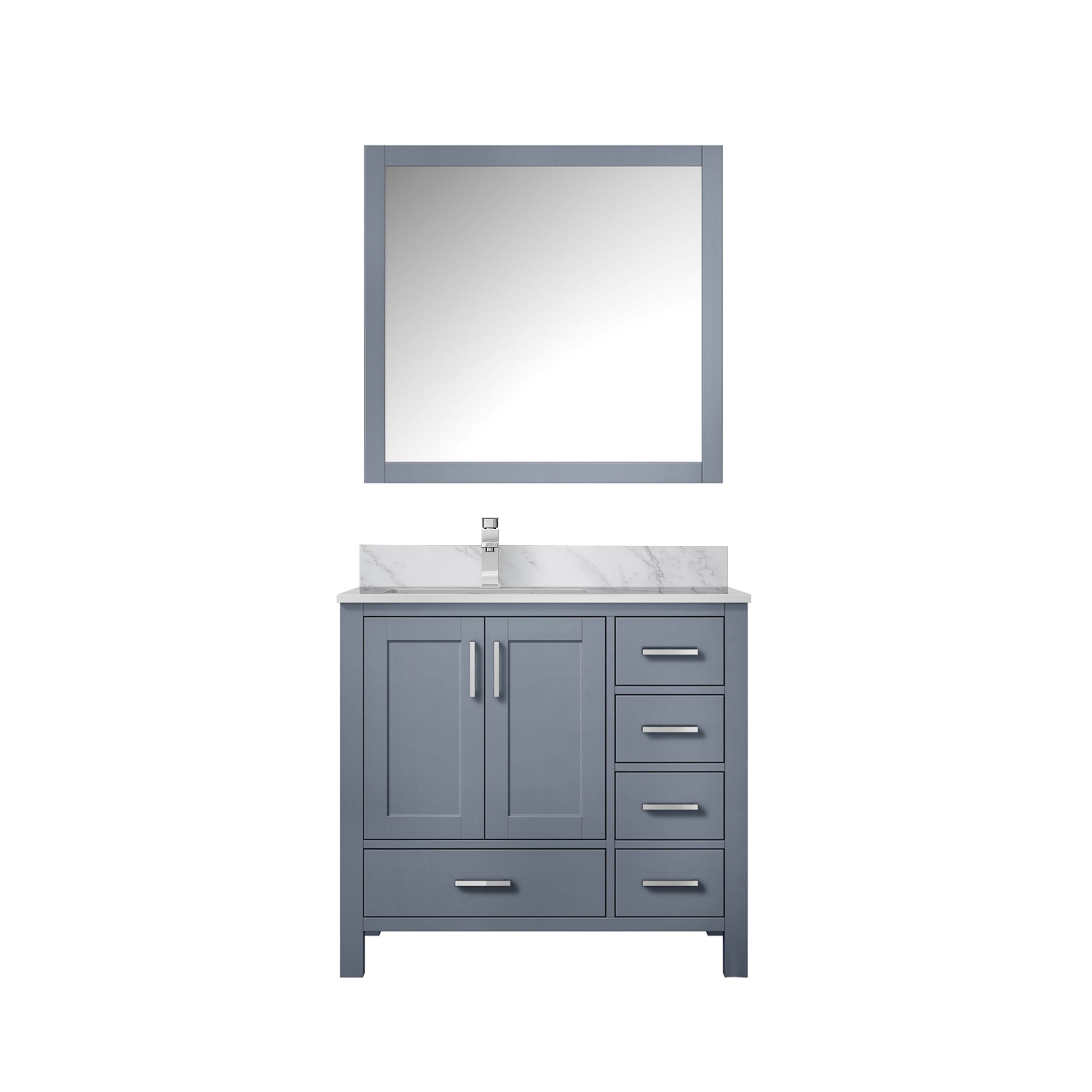 Lexora Jacques 36" Dark Grey Left-Offset Bathroom Vanity | Solid Wood