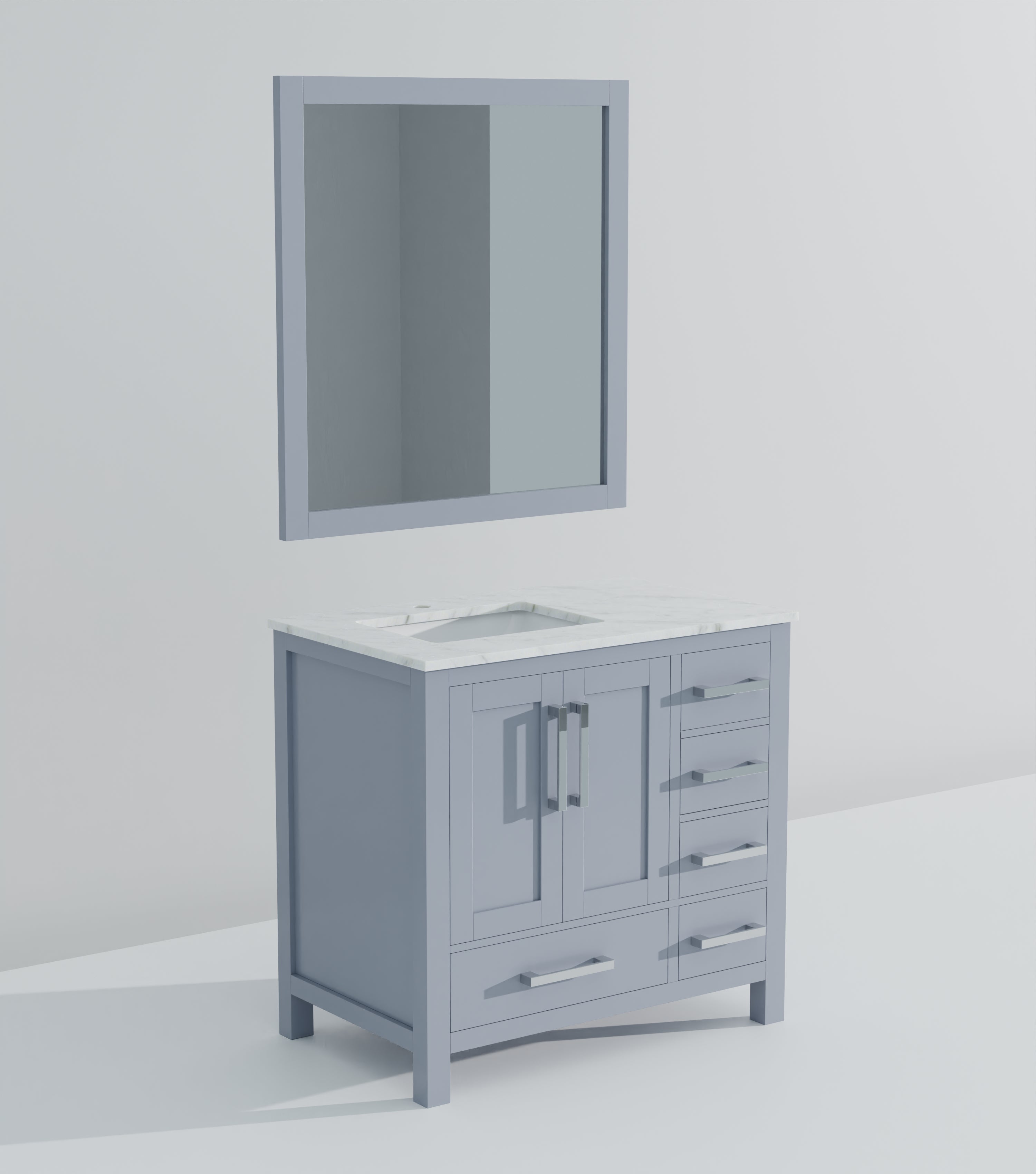 Lexora Jacques 36" Dark Grey Left-Offset Bathroom Vanity | Solid Wood