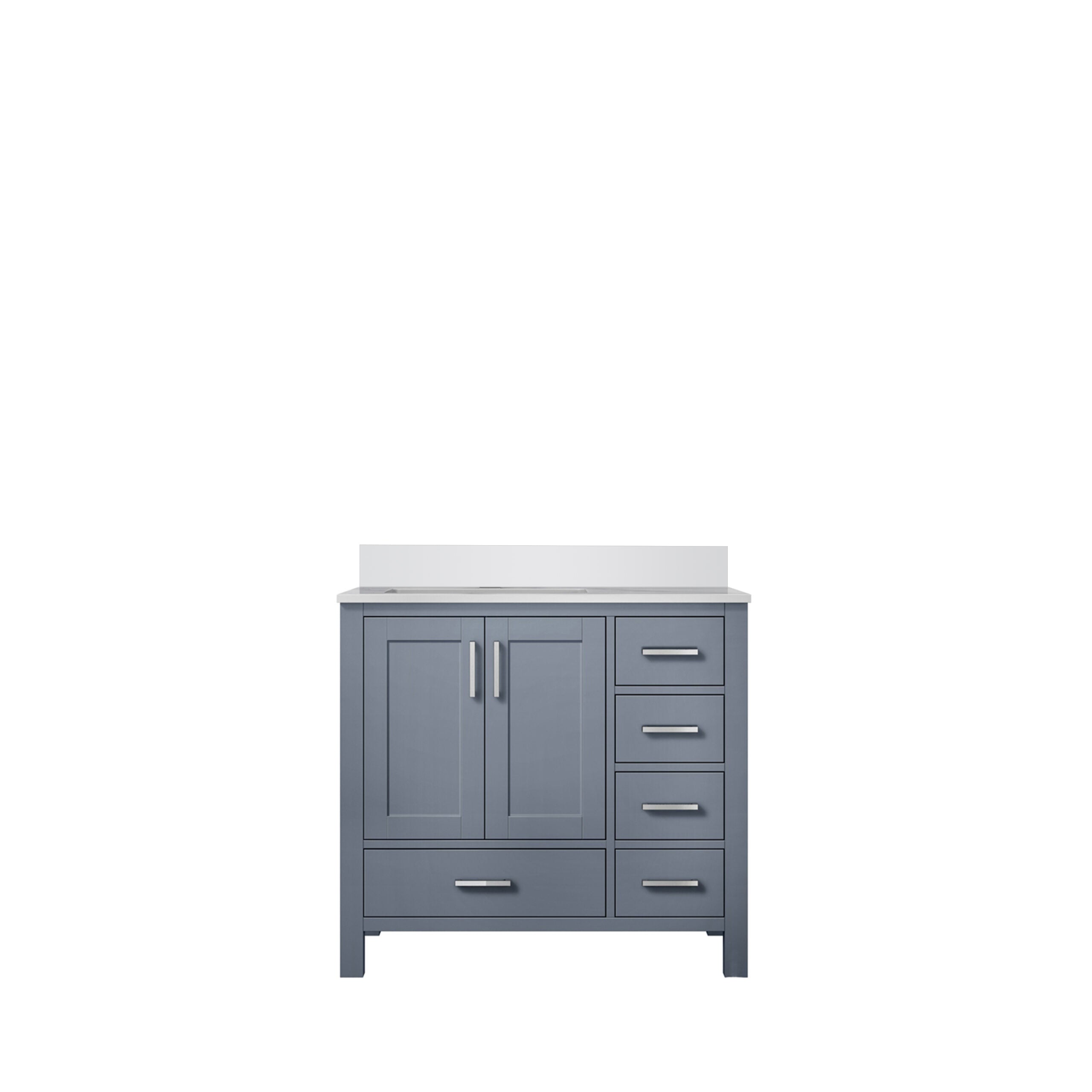 Lexora Jacques 36" Dark Grey Left-Offset Bathroom Vanity | Solid Wood