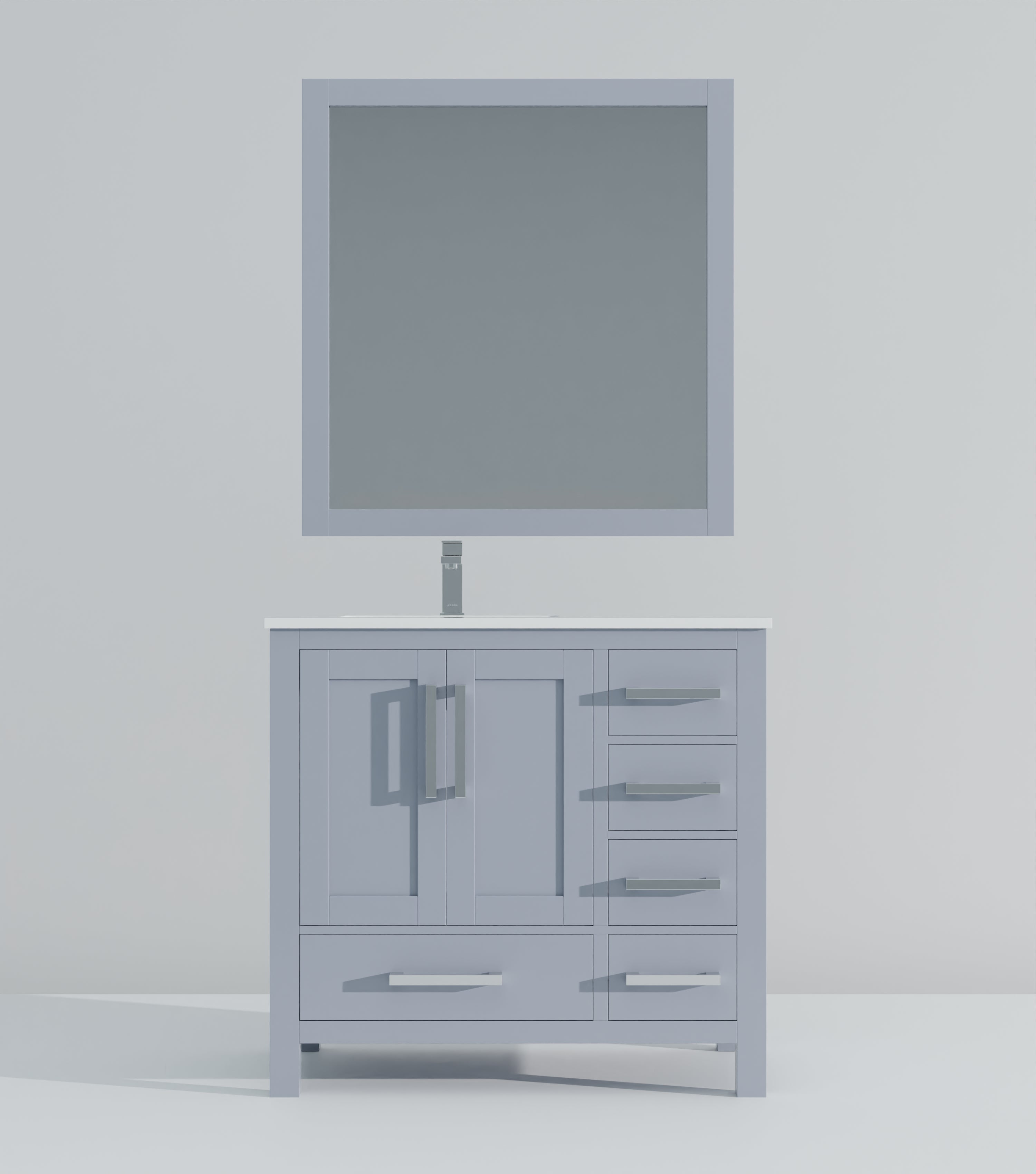 Lexora Jacques 36" Dark Grey Left-Offset Bathroom Vanity | Solid Wood
