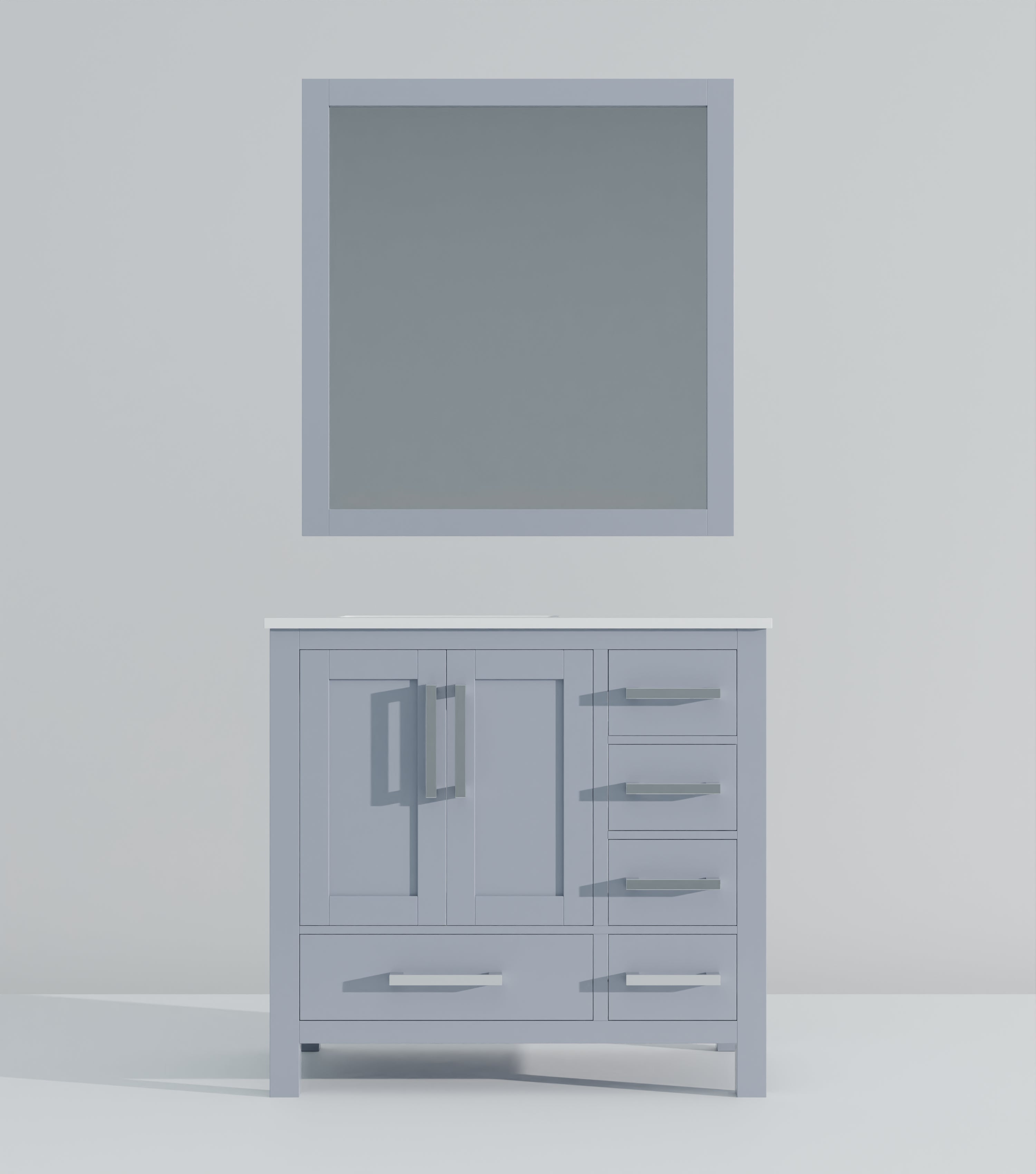 Lexora Jacques 36" Dark Grey Left-Offset Bathroom Vanity | Solid Wood
