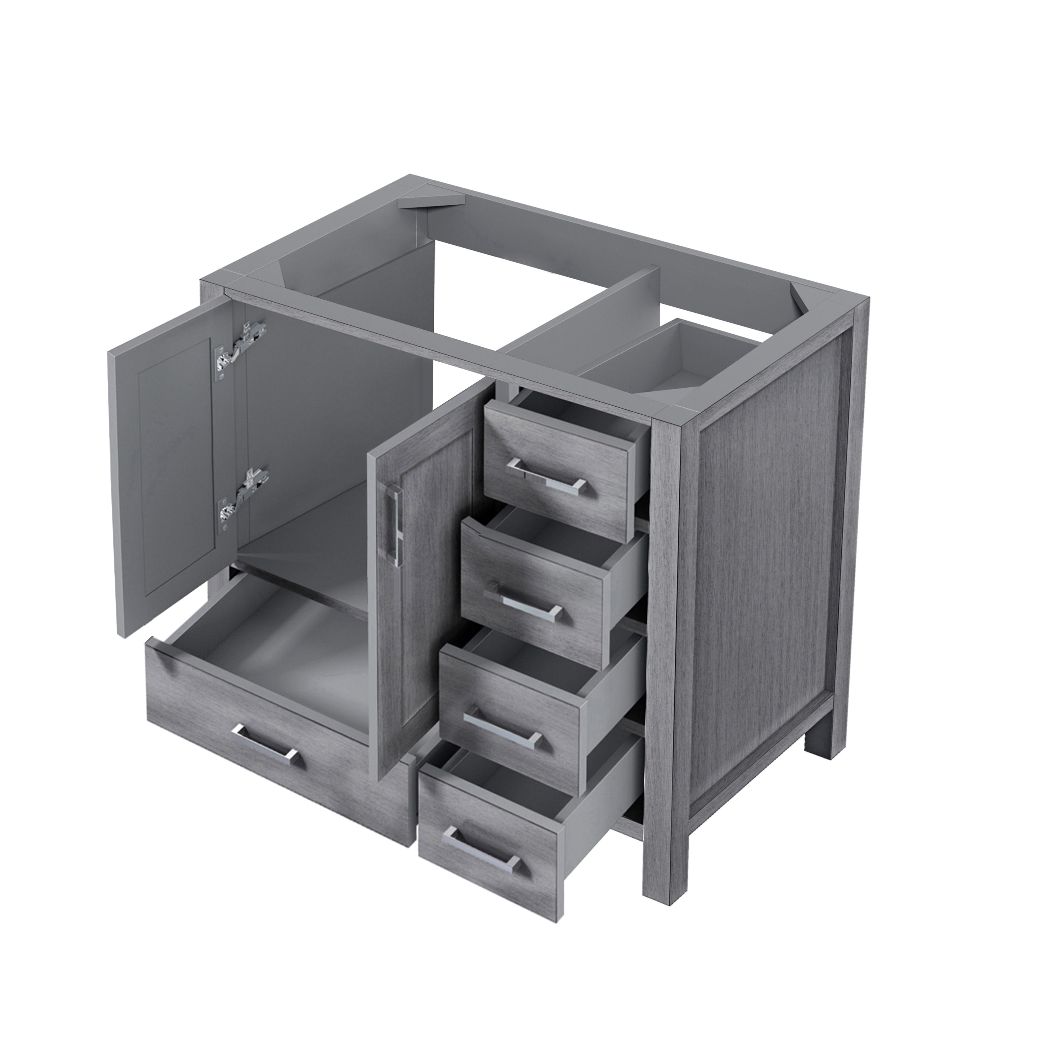 Lexora Jacques 36" Distressed Grey Left-Offset Bathroom Vanity