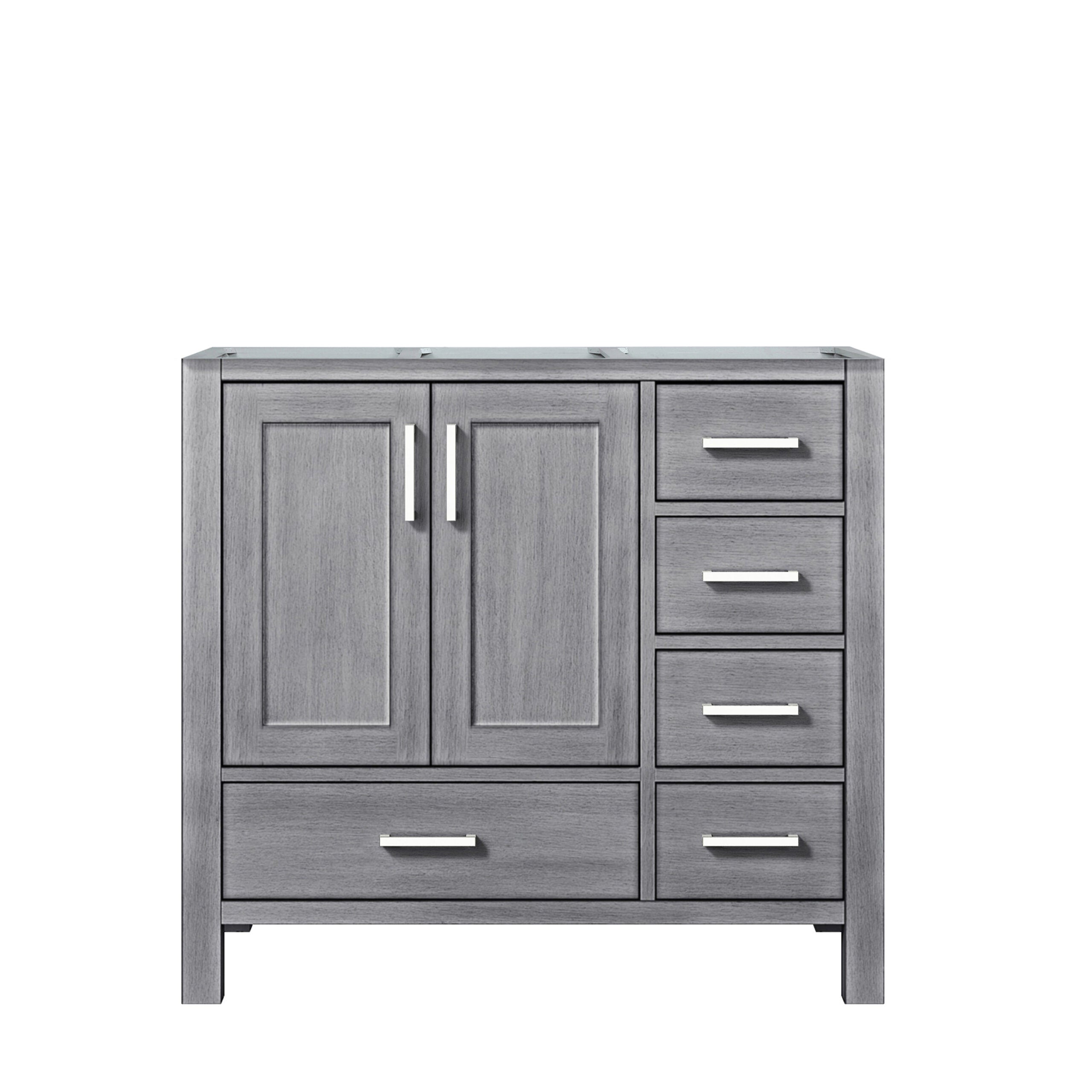 Lexora Jacques 36" Distressed Grey Left-Offset Bathroom Vanity