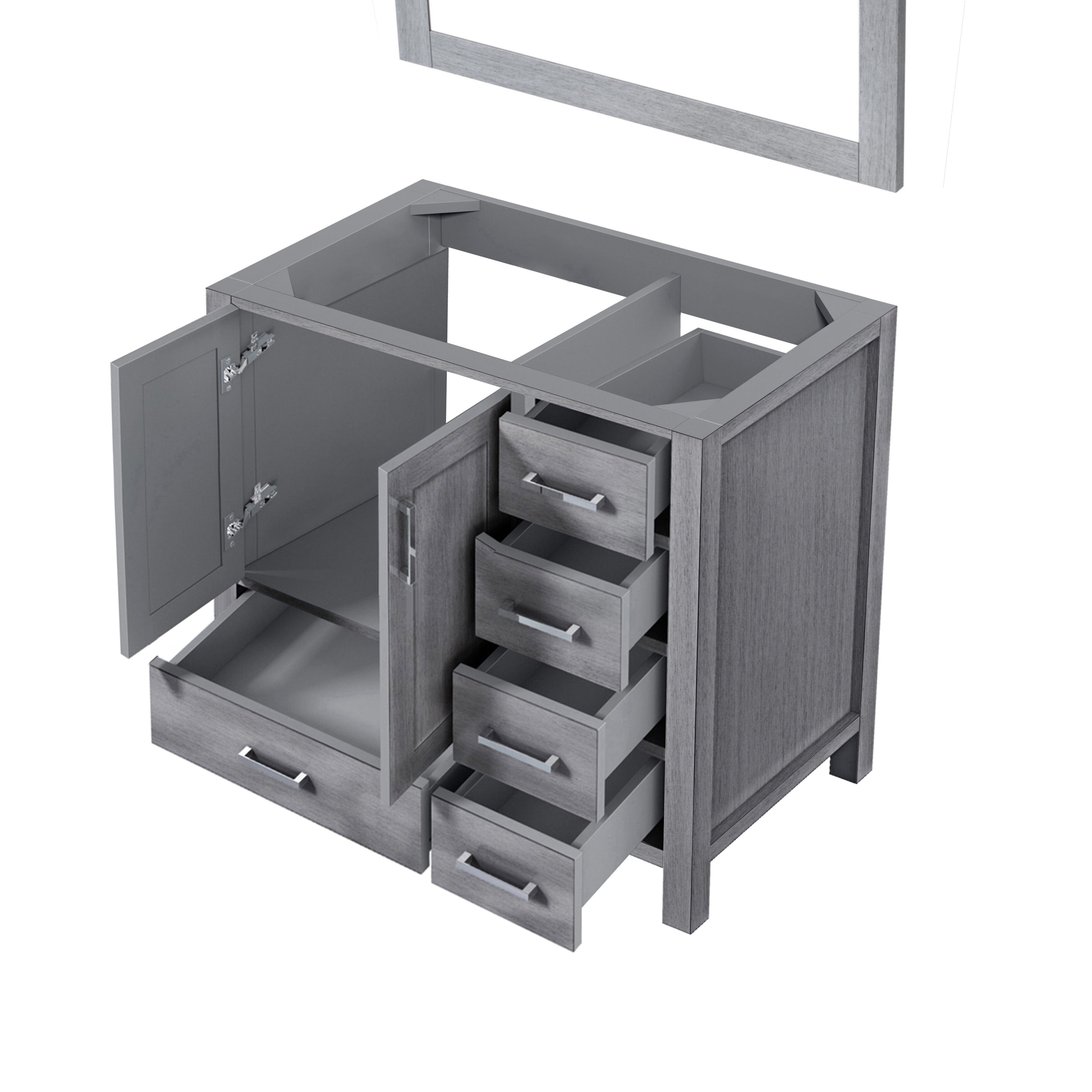 Lexora Jacques 36" Distressed Grey Left-Offset Bathroom Vanity