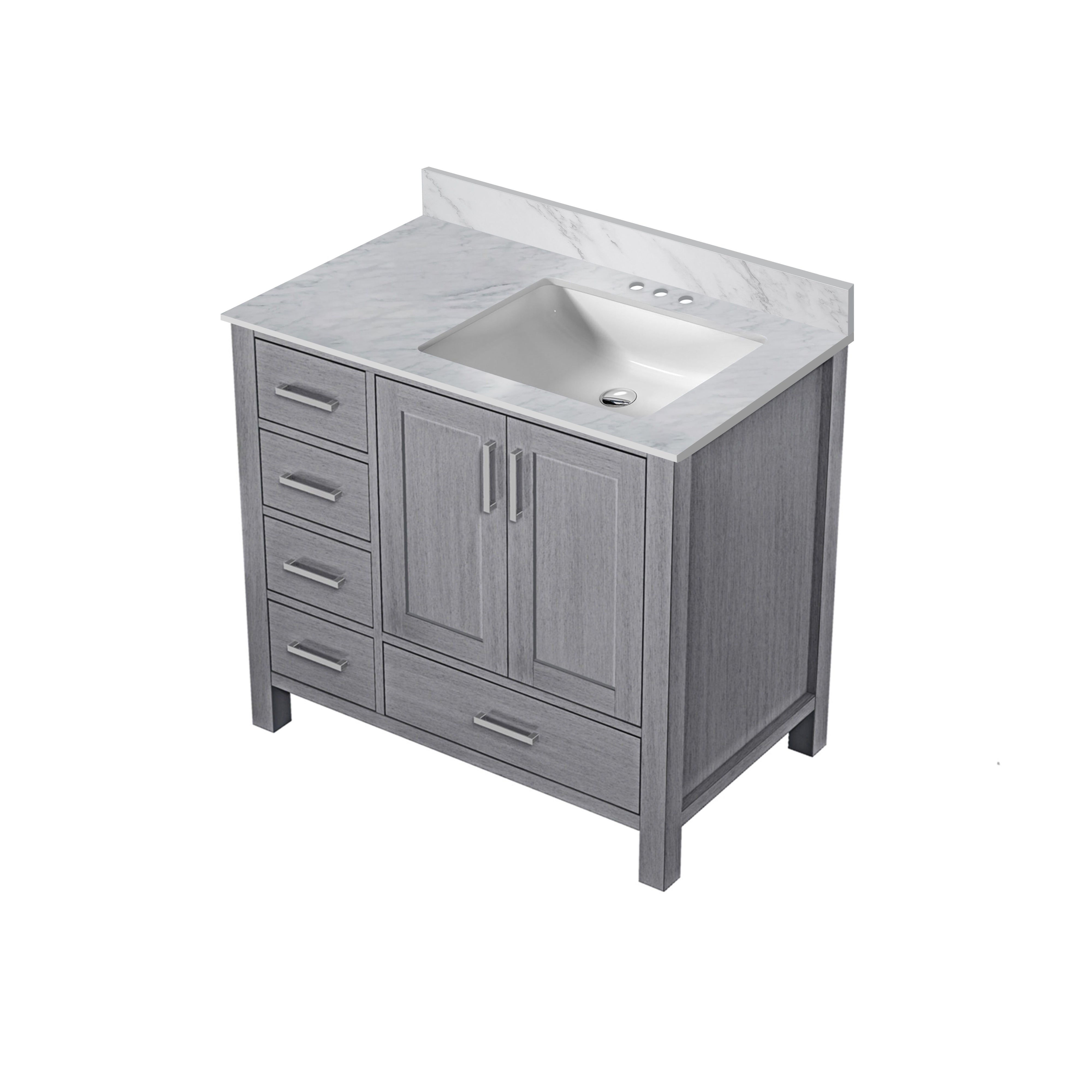 Jacques 36 in. W x 22 in. D Right Offset Distressed Grey Bath Vanity