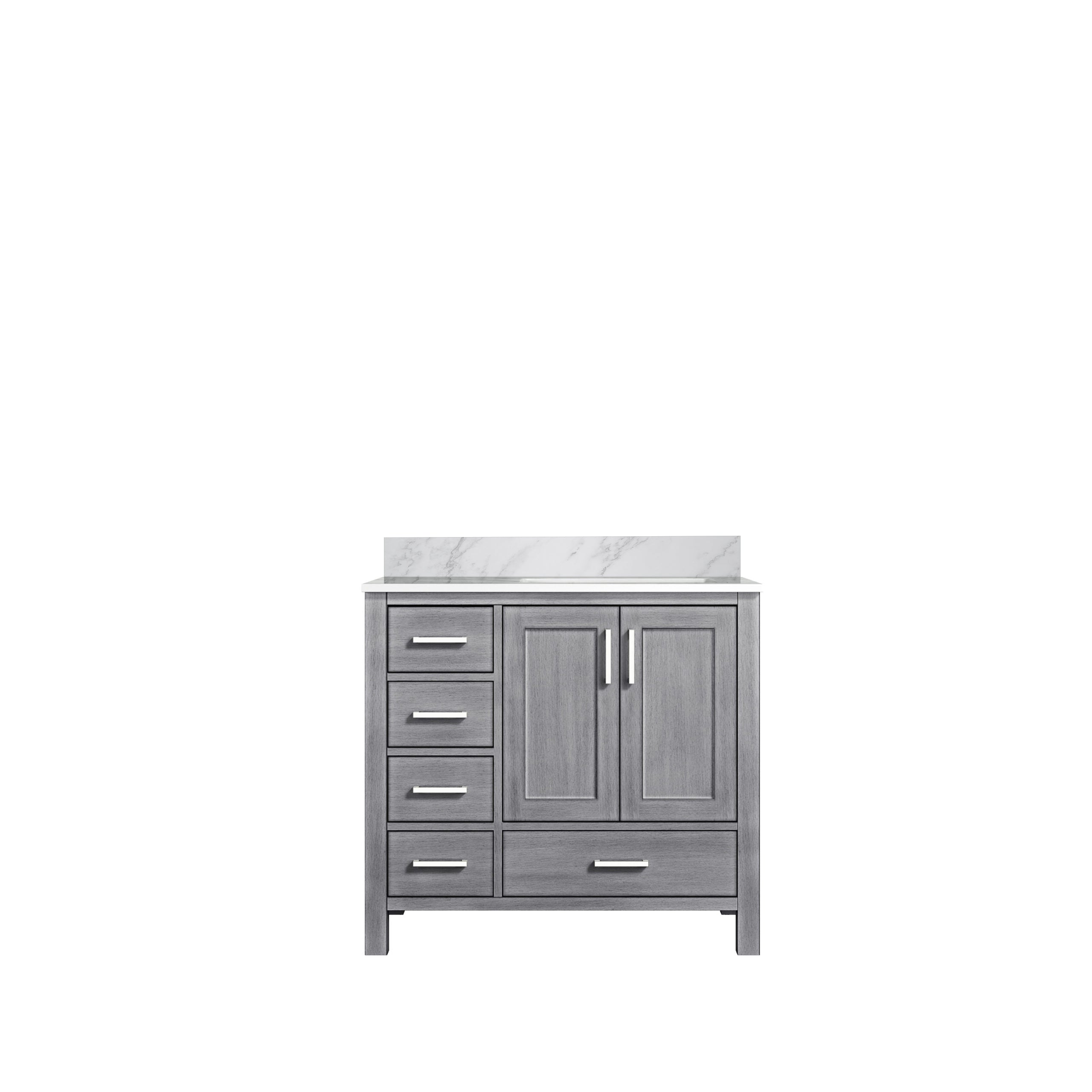 Jacques 36 in. W x 22 in. D Right Offset Distressed Grey Bath Vanity