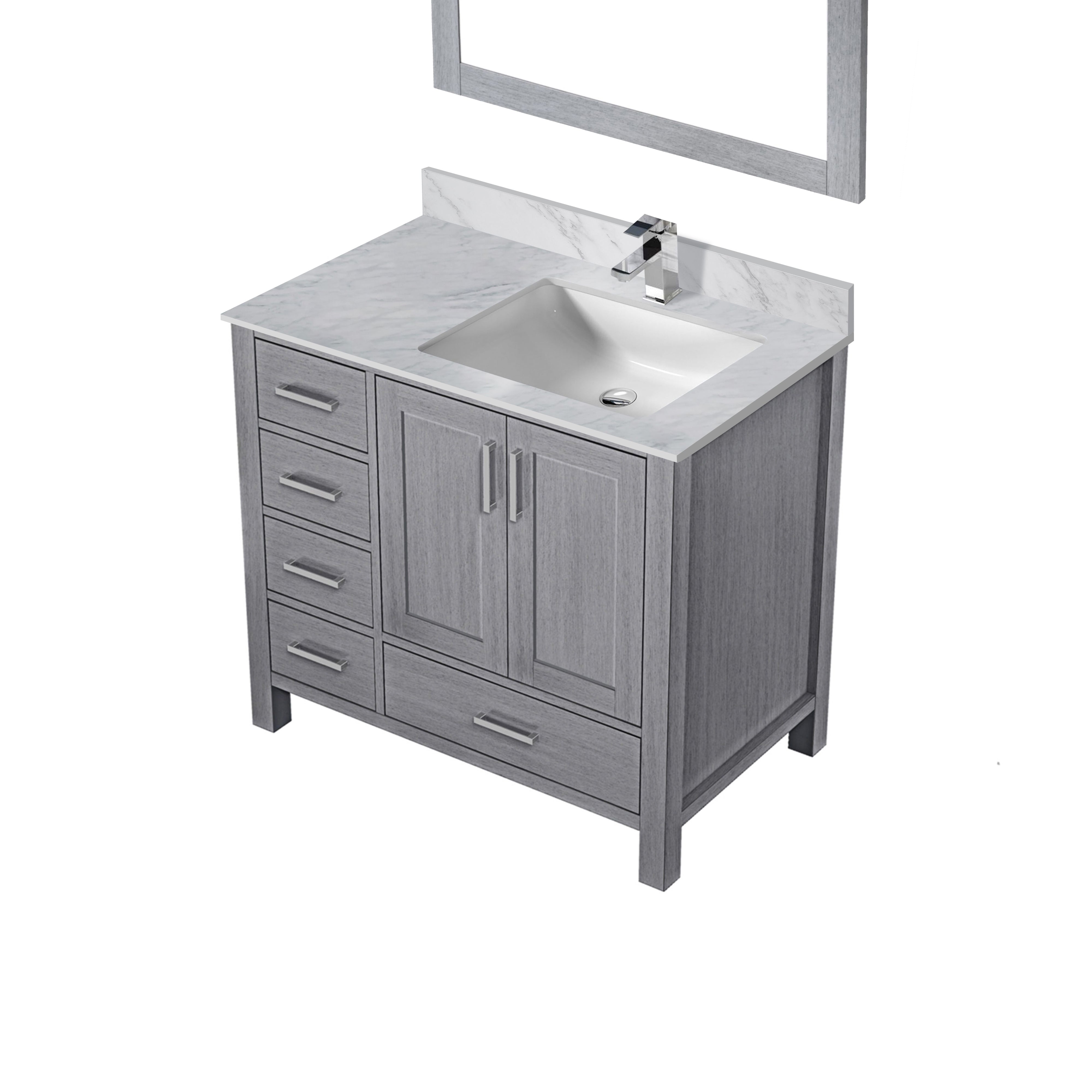 Jacques 36 in. W x 22 in. D Right Offset Distressed Grey Bath Vanity